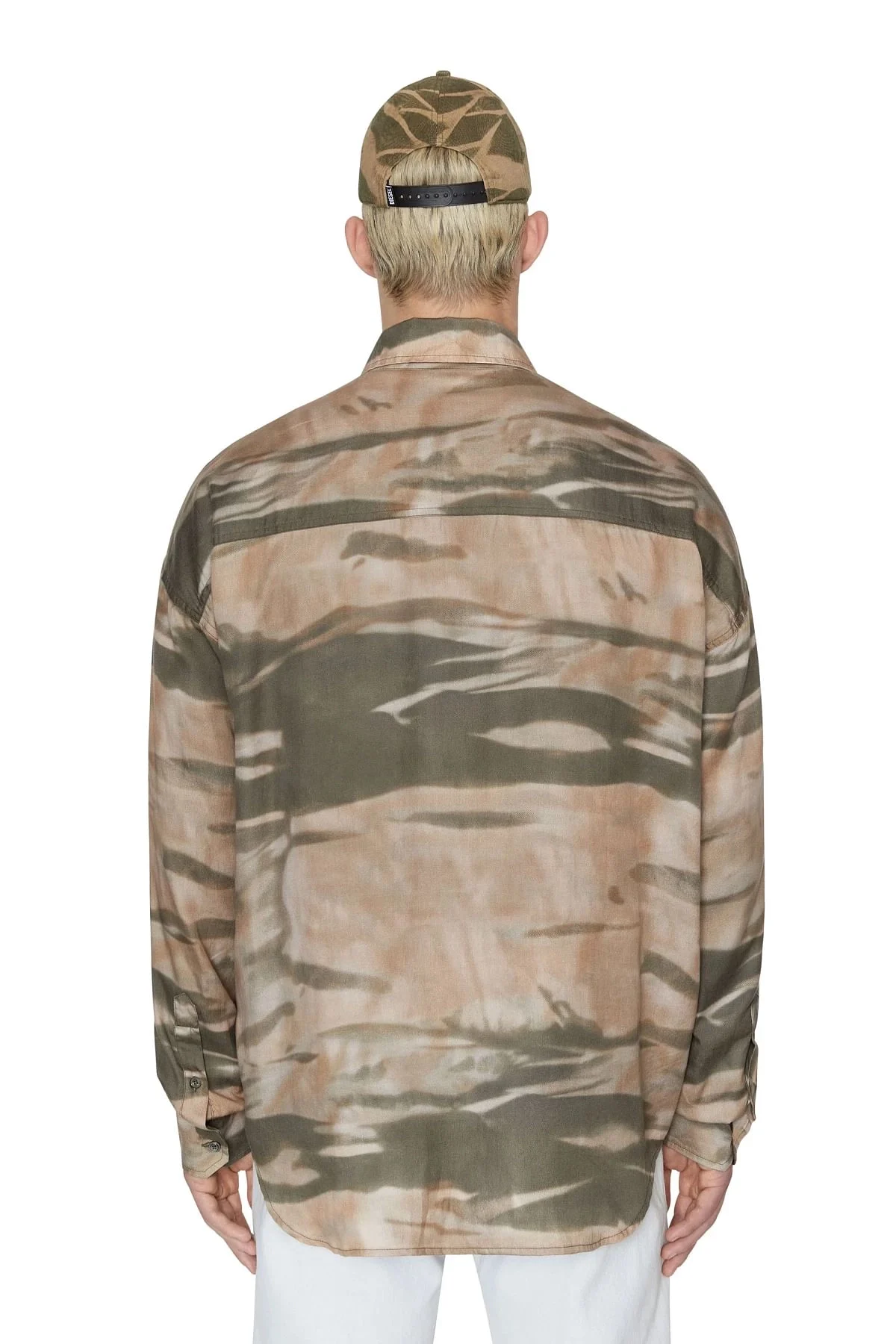 Green and Beige Camo shirt in light TENCEL twill