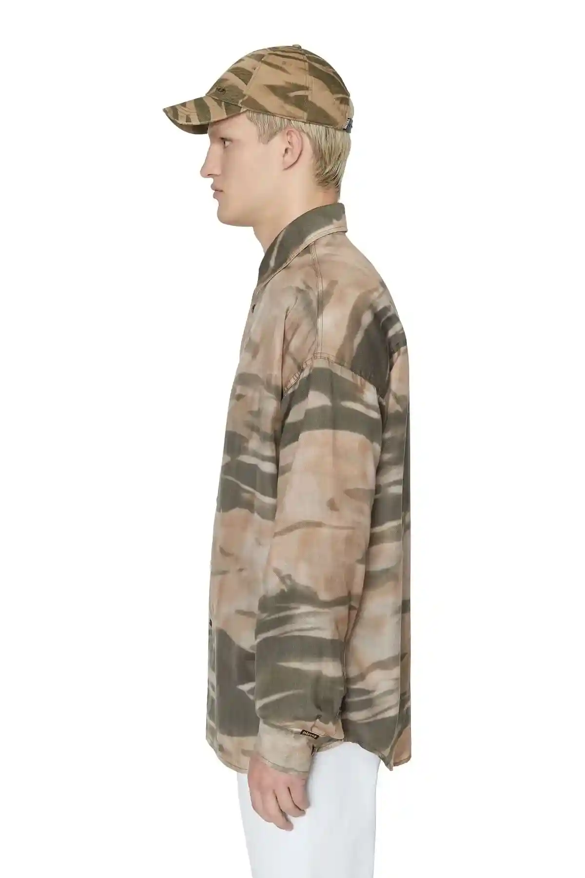 Green and Beige Camo shirt in light TENCEL twill