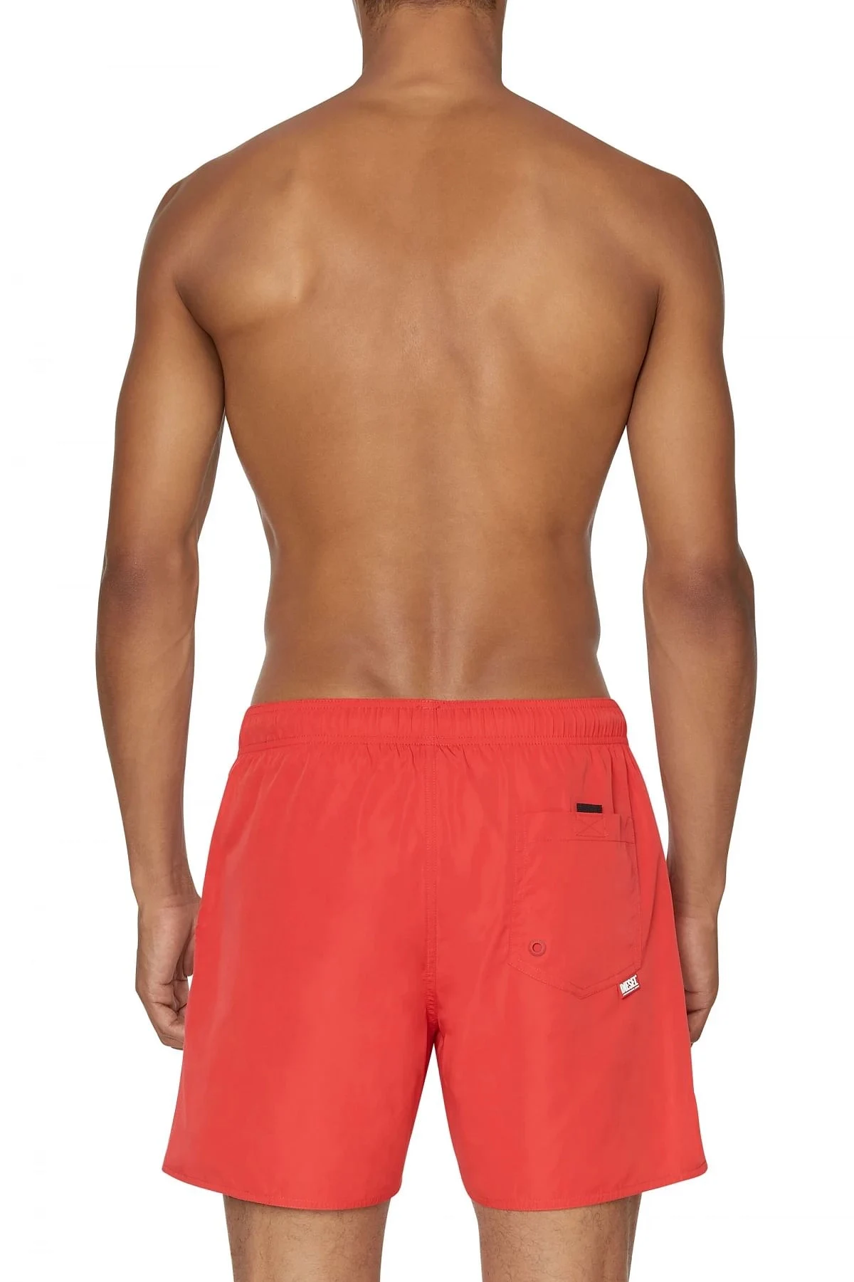 Red Mid-length swim shorts with maxi logo