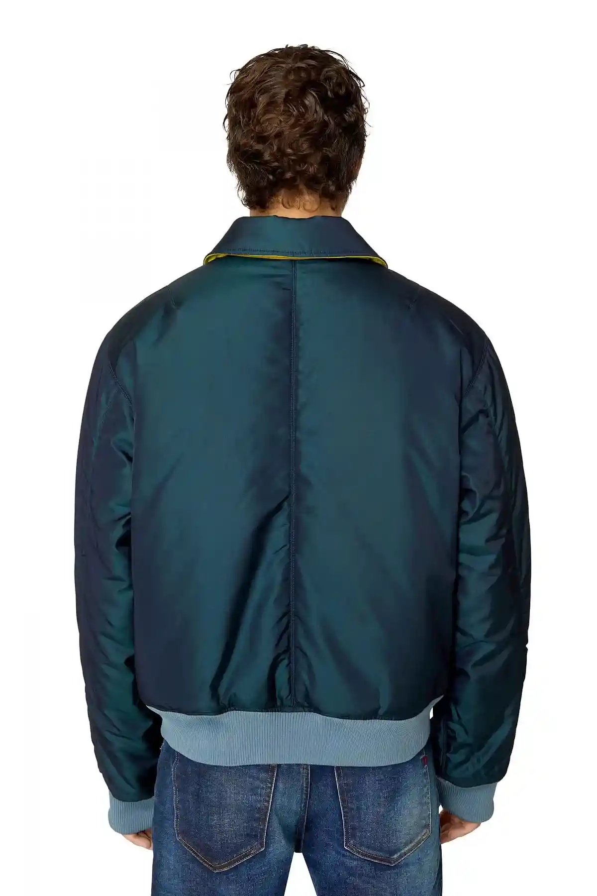 Blue Reversible padded bomber jacket