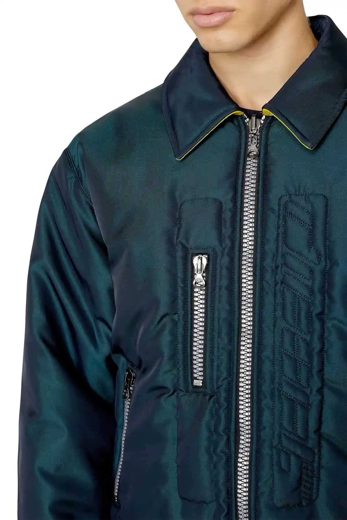 Blue Reversible padded bomber jacket