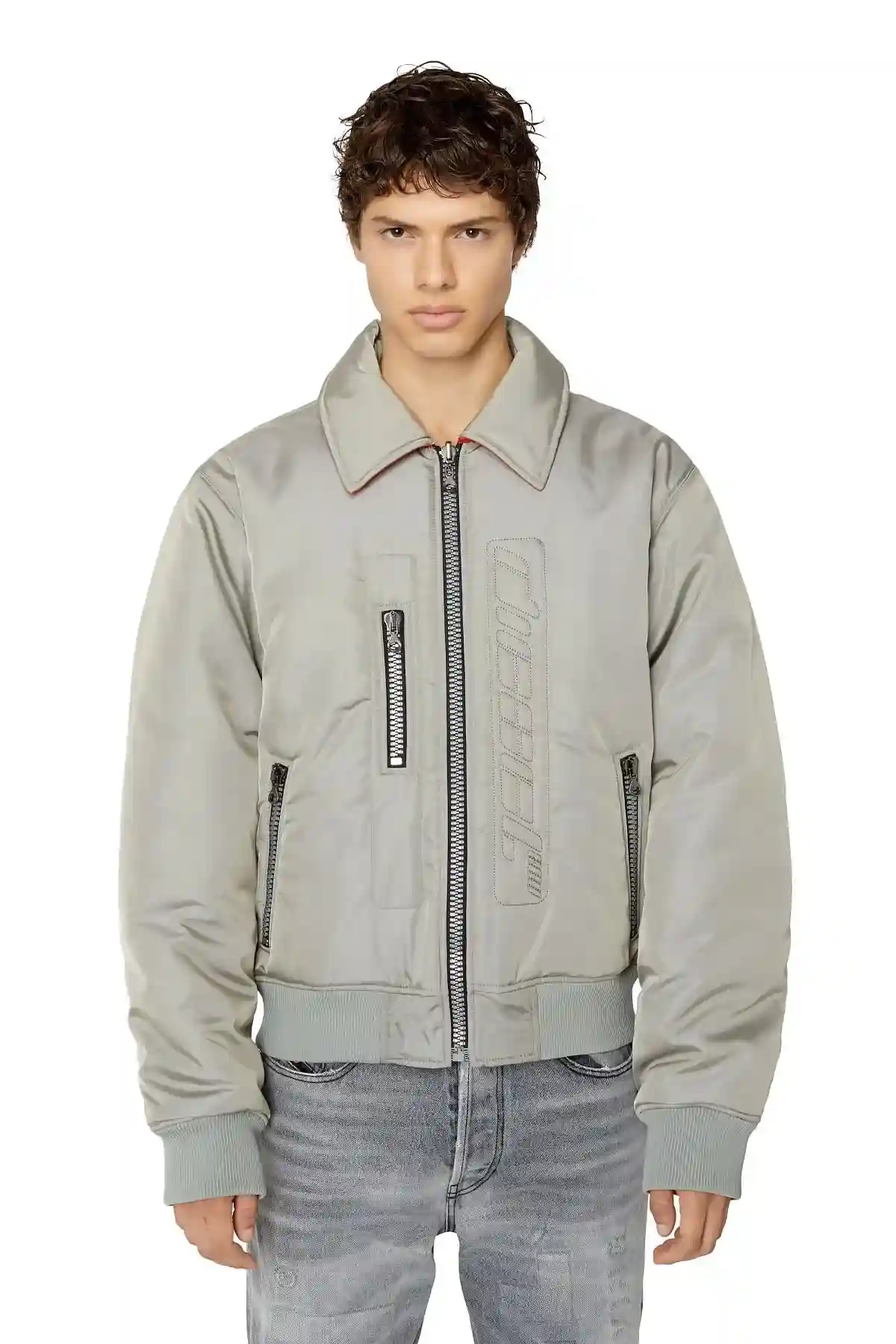 Grey Reversible padded bomber jacket