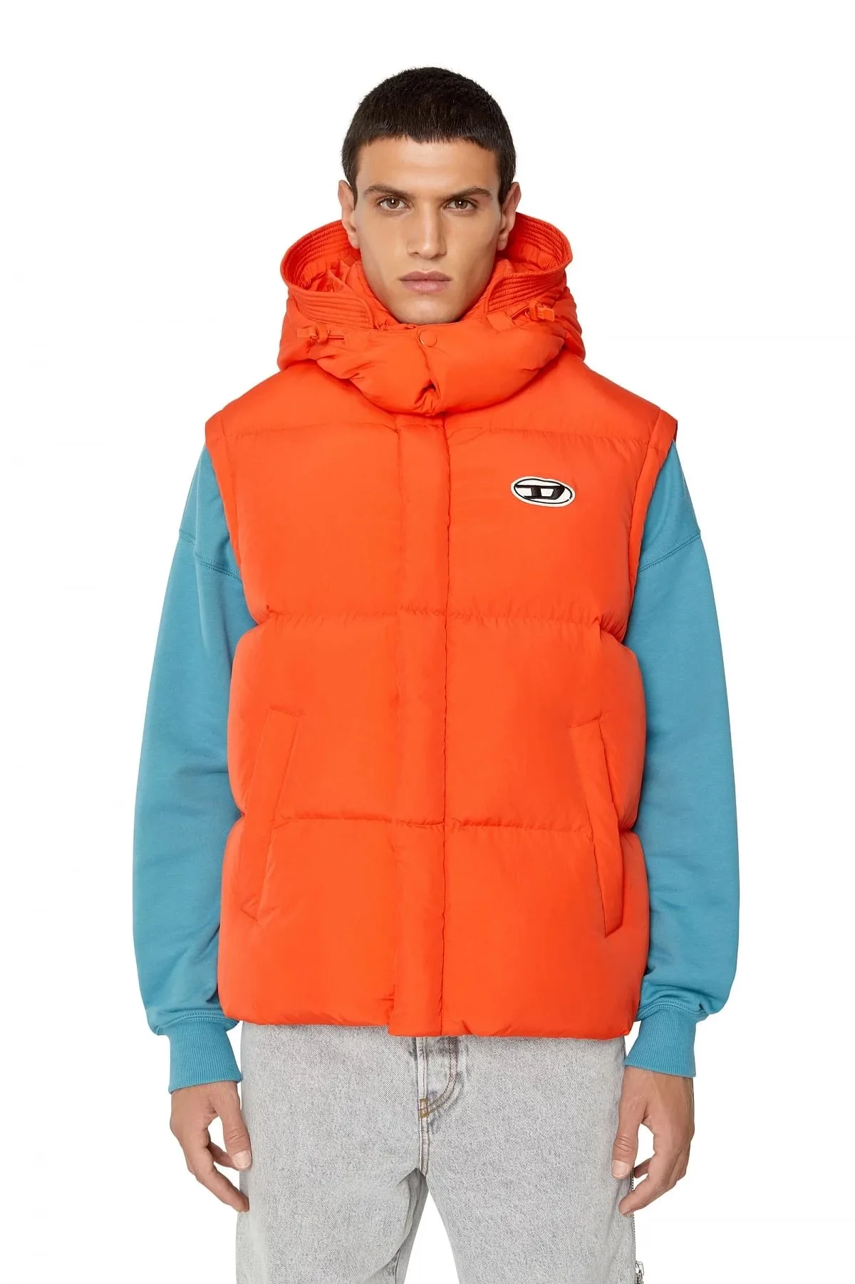Orange Nylon puffer vest