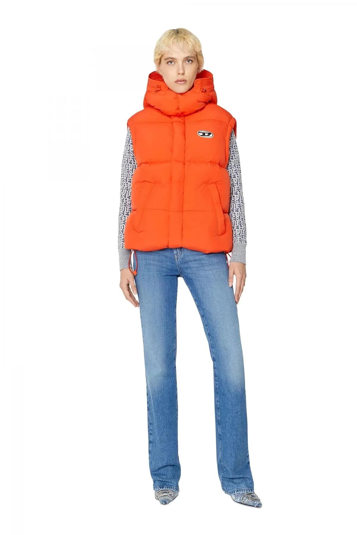 Orange Nylon puffer vest