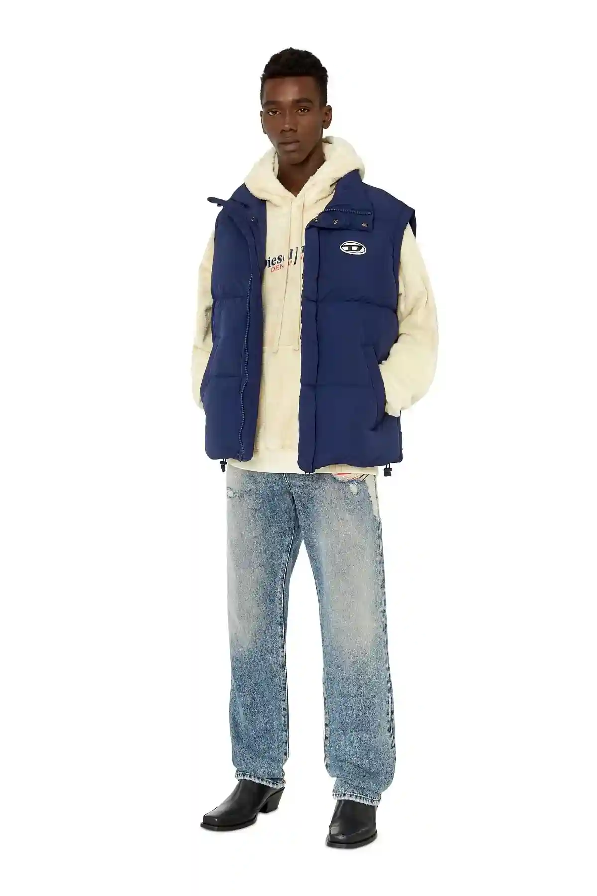 Blue Nylon puffer vest