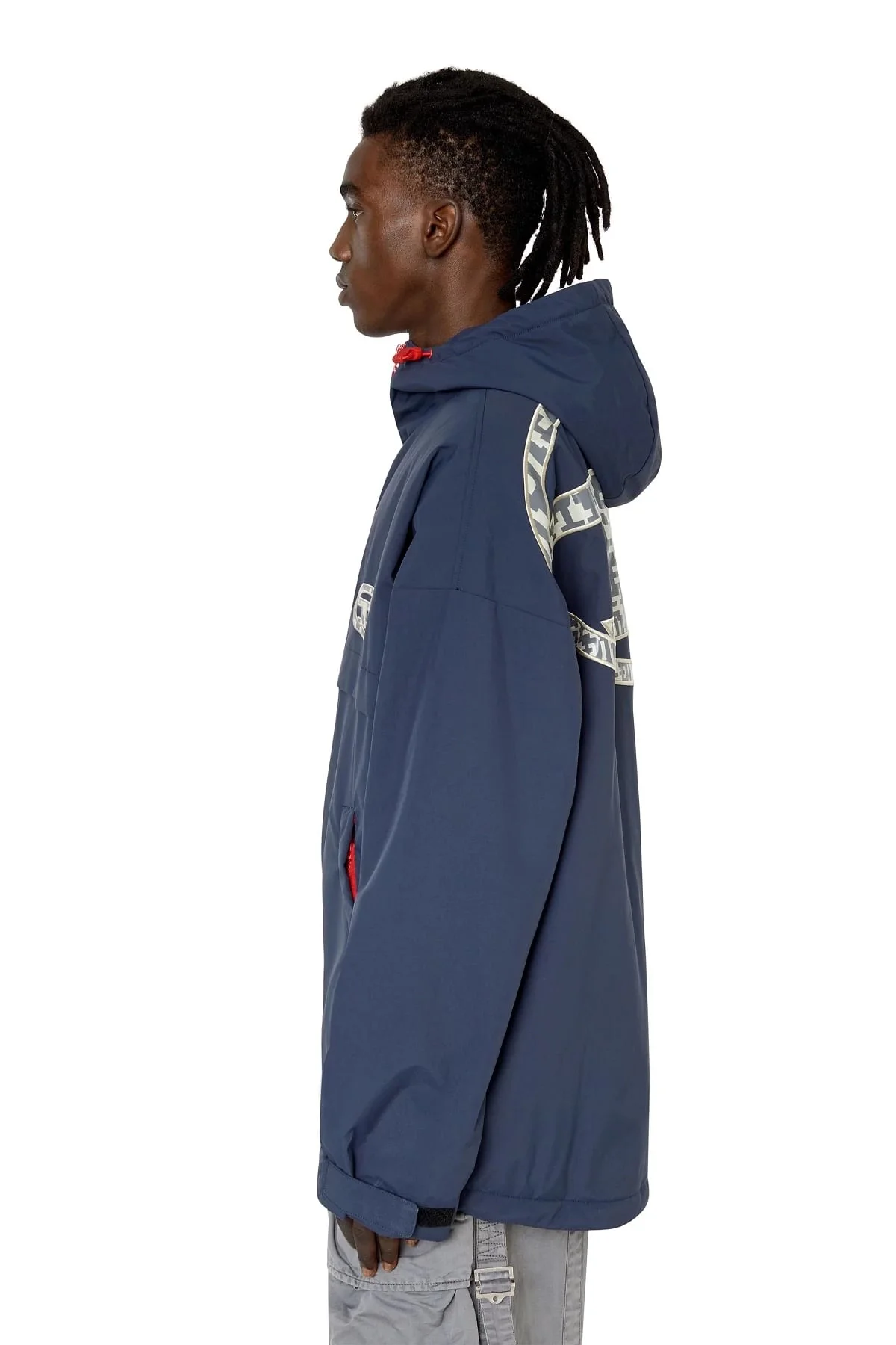 Blue CORDURA windbreaker with oversized logo