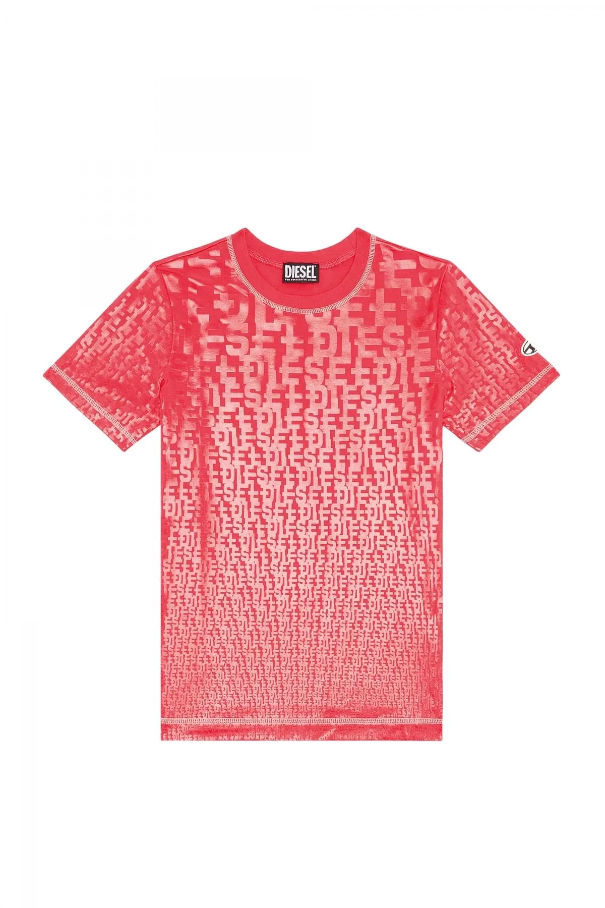 Red T-shirt with tonal monogram print
