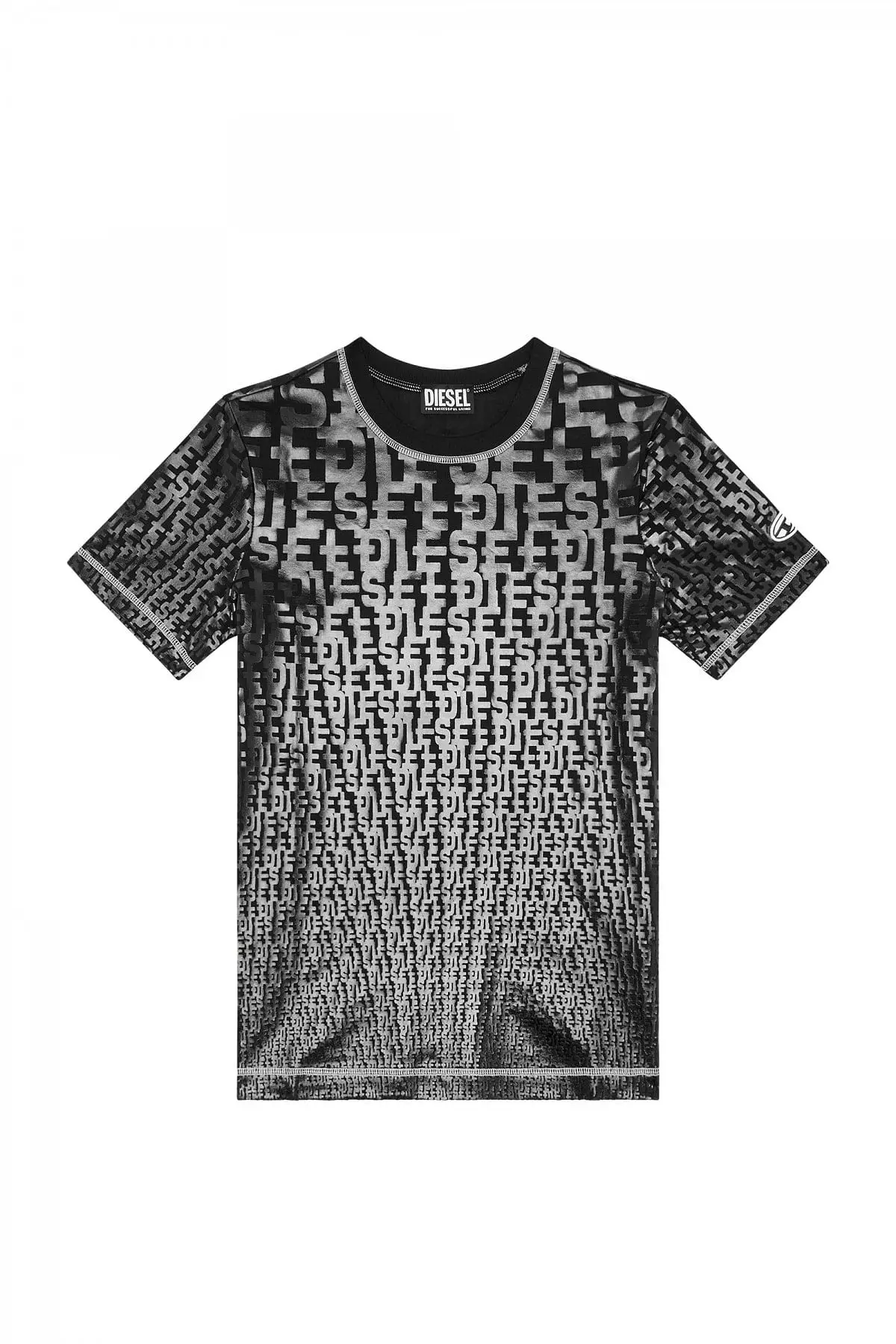Black T-shirt with tonal monogram print