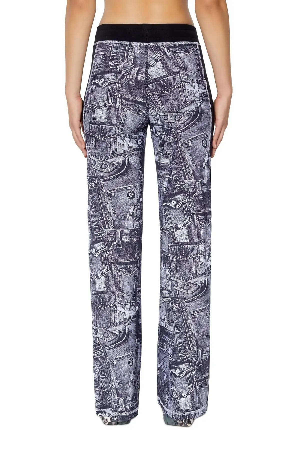 Violet Track pants with denim-pocket print