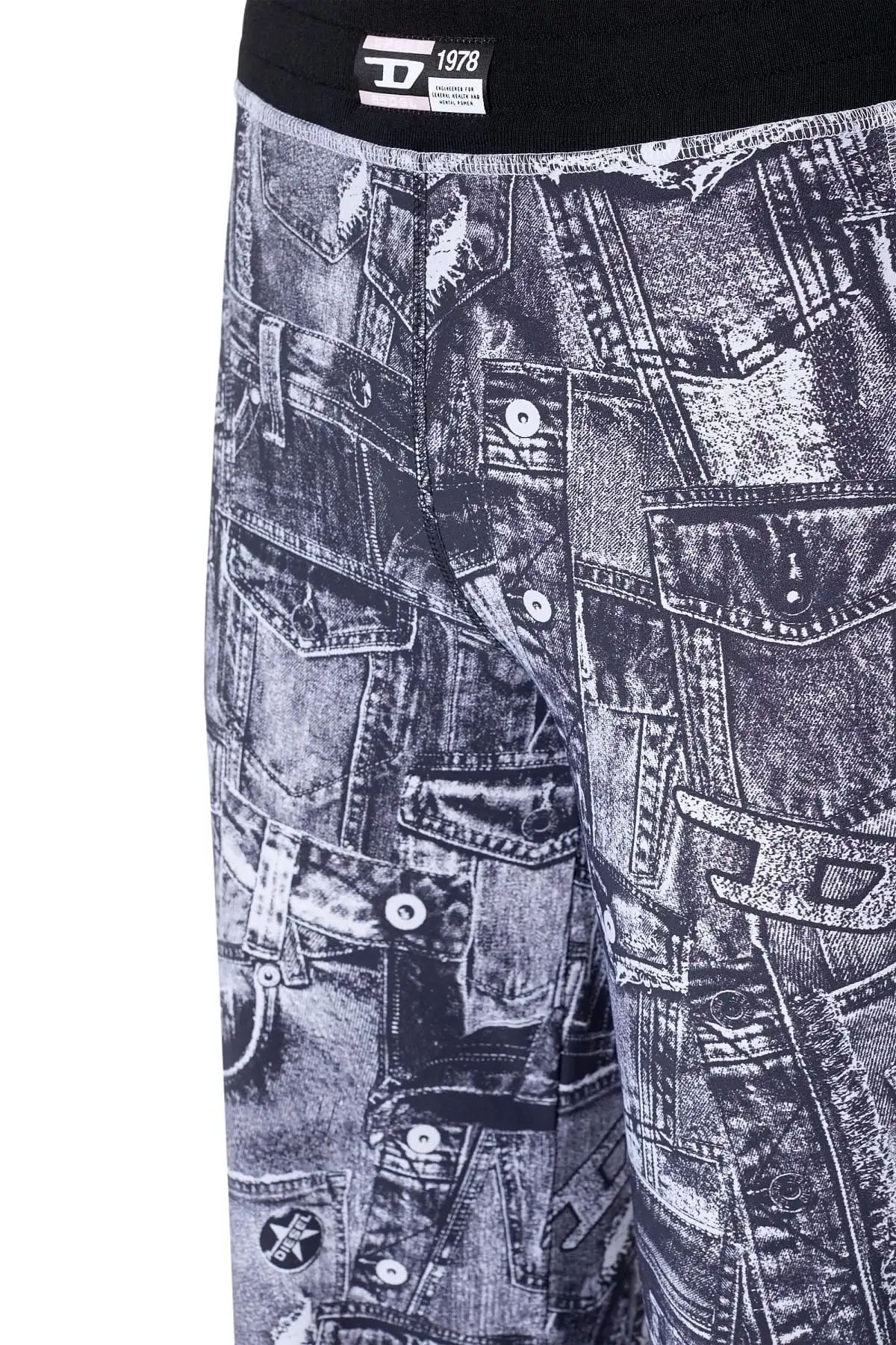 Violet Track pants with denim-pocket print