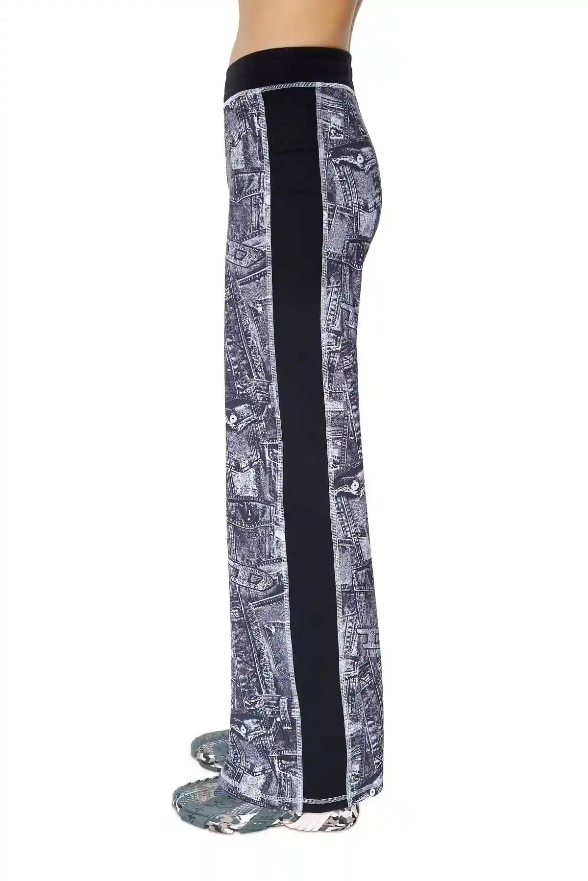 Violet Track pants with denim-pocket print