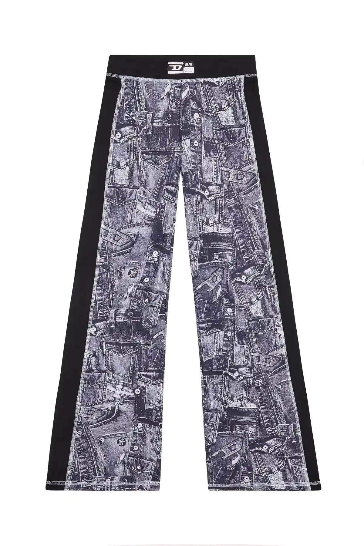 Violet Track pants with denim-pocket print