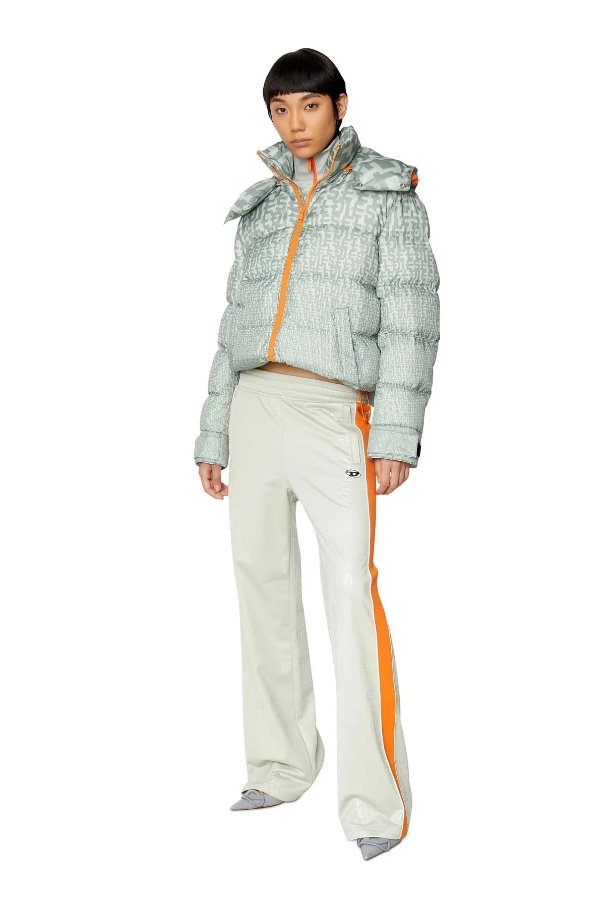 White Track pants with dégradé logo print