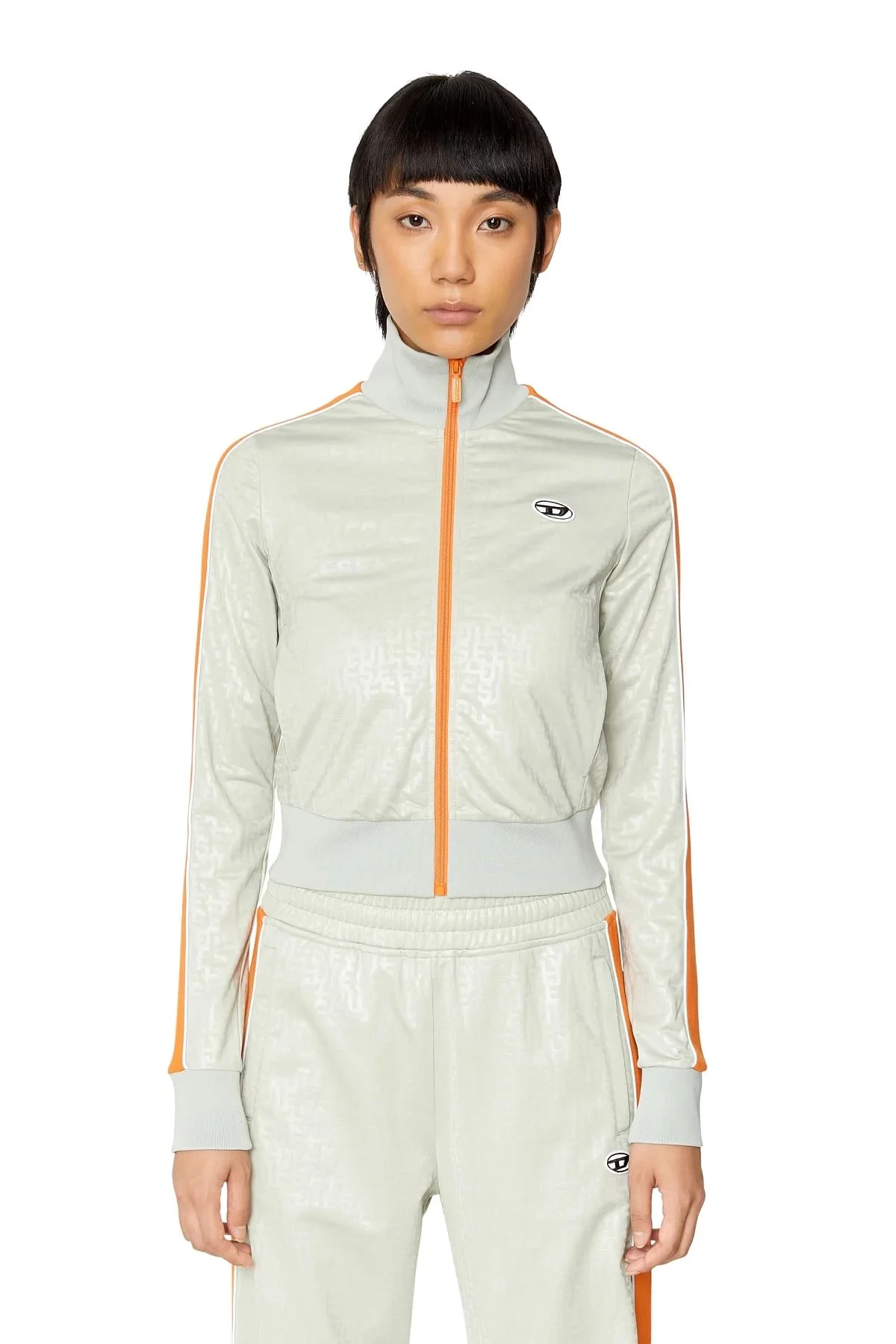 Grey Track jacket with monogram print