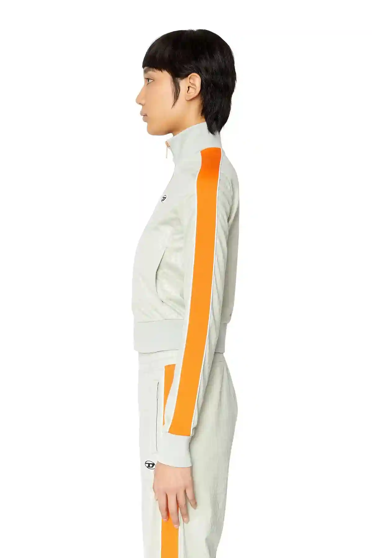 Grey Track jacket with monogram print