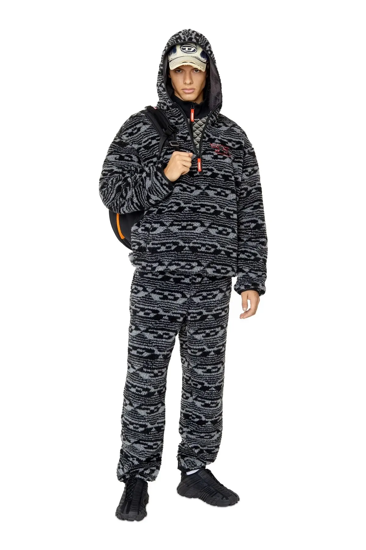 Black Monogram teddy sweatpants