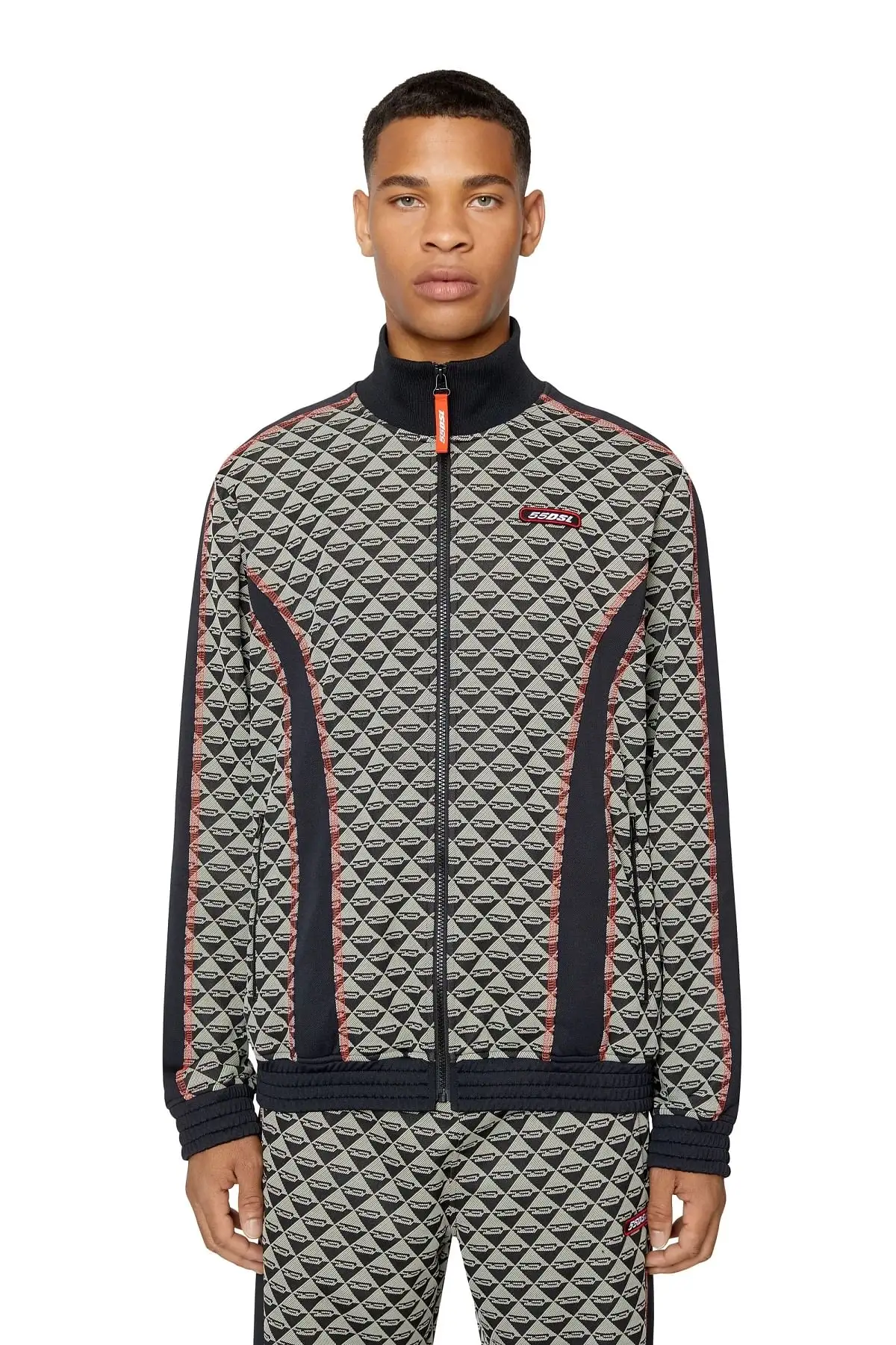 Black Logo-jacquard track jacket