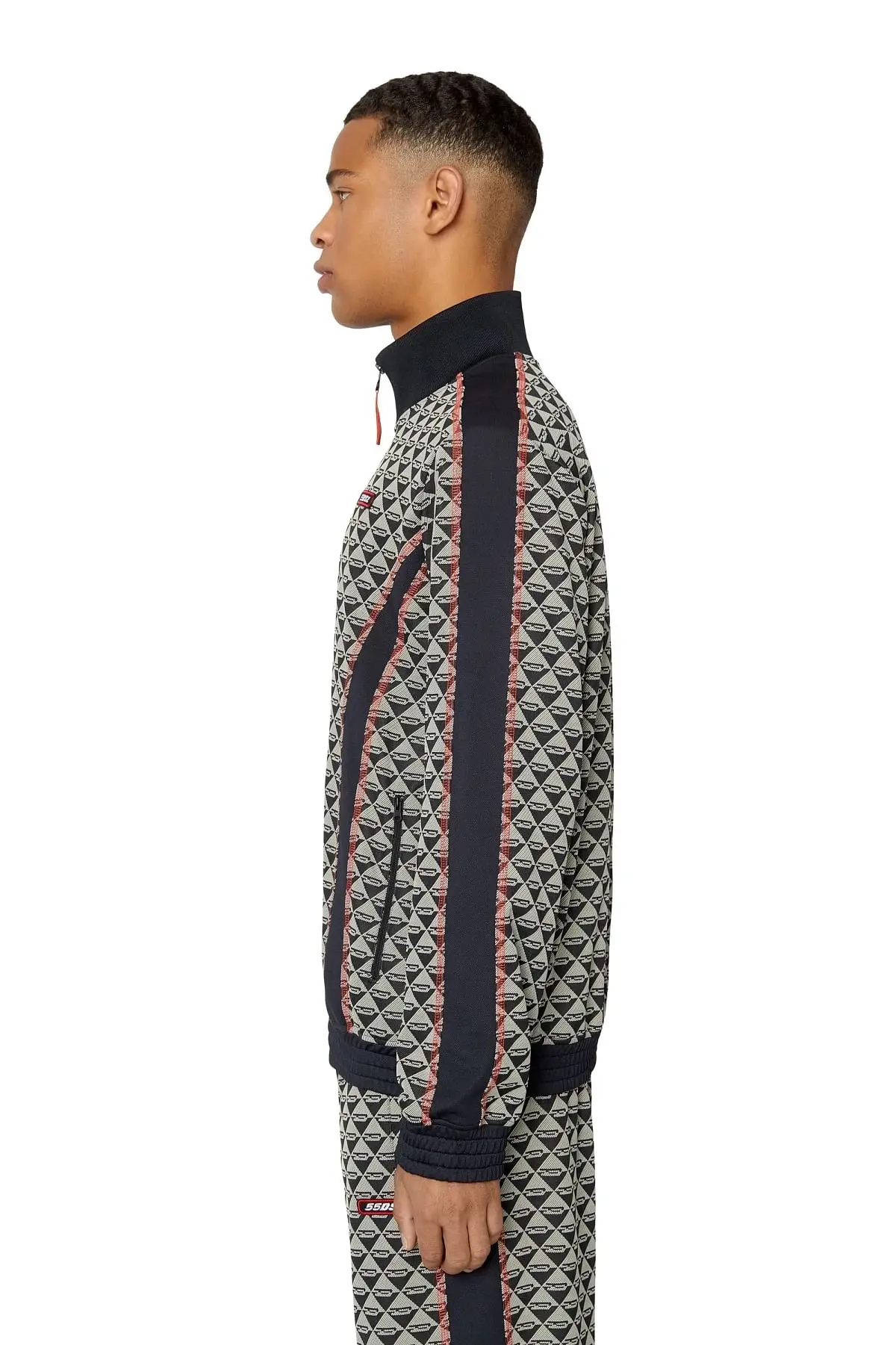 Black Logo-jacquard track jacket