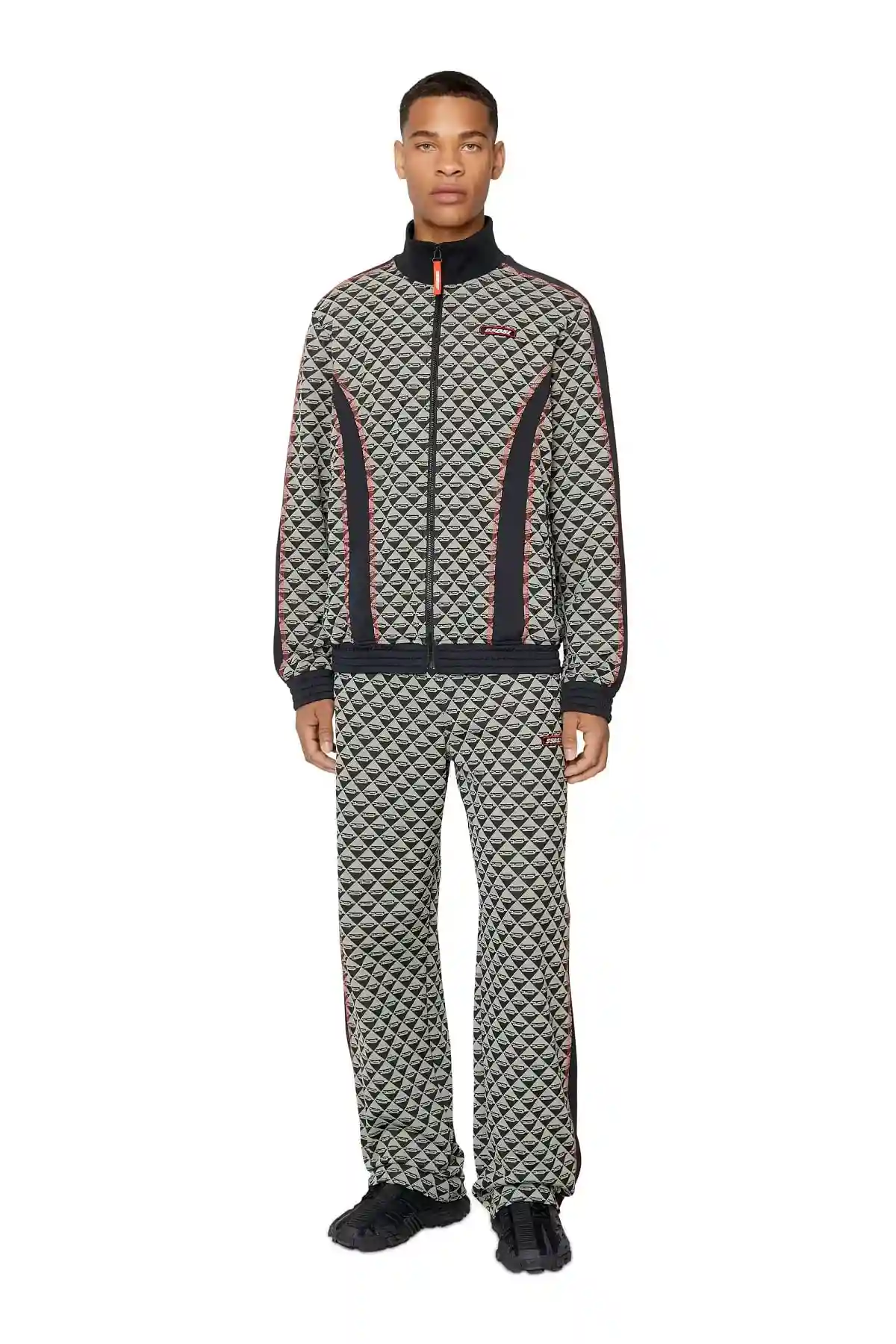 Black Logo-jacquard track jacket