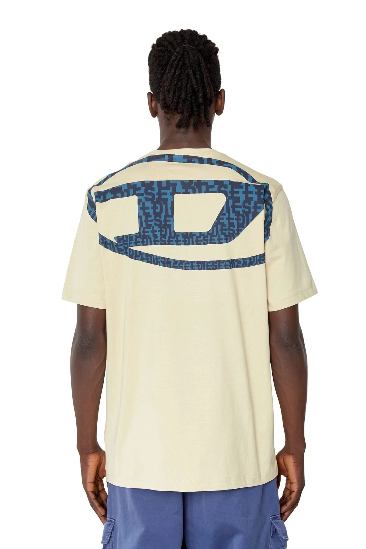 Beige T-shirt with oversized logo print