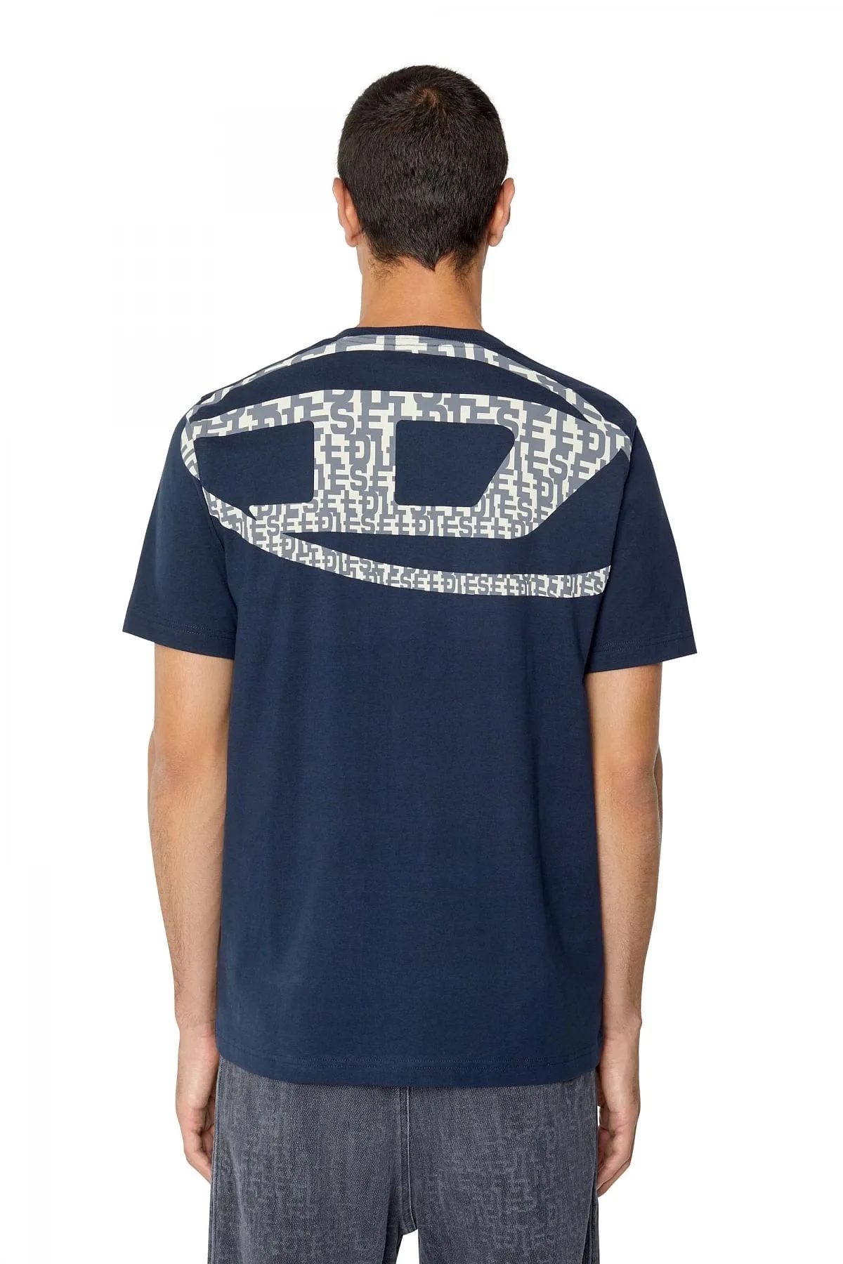 Blue T-shirt with oversized logo print
