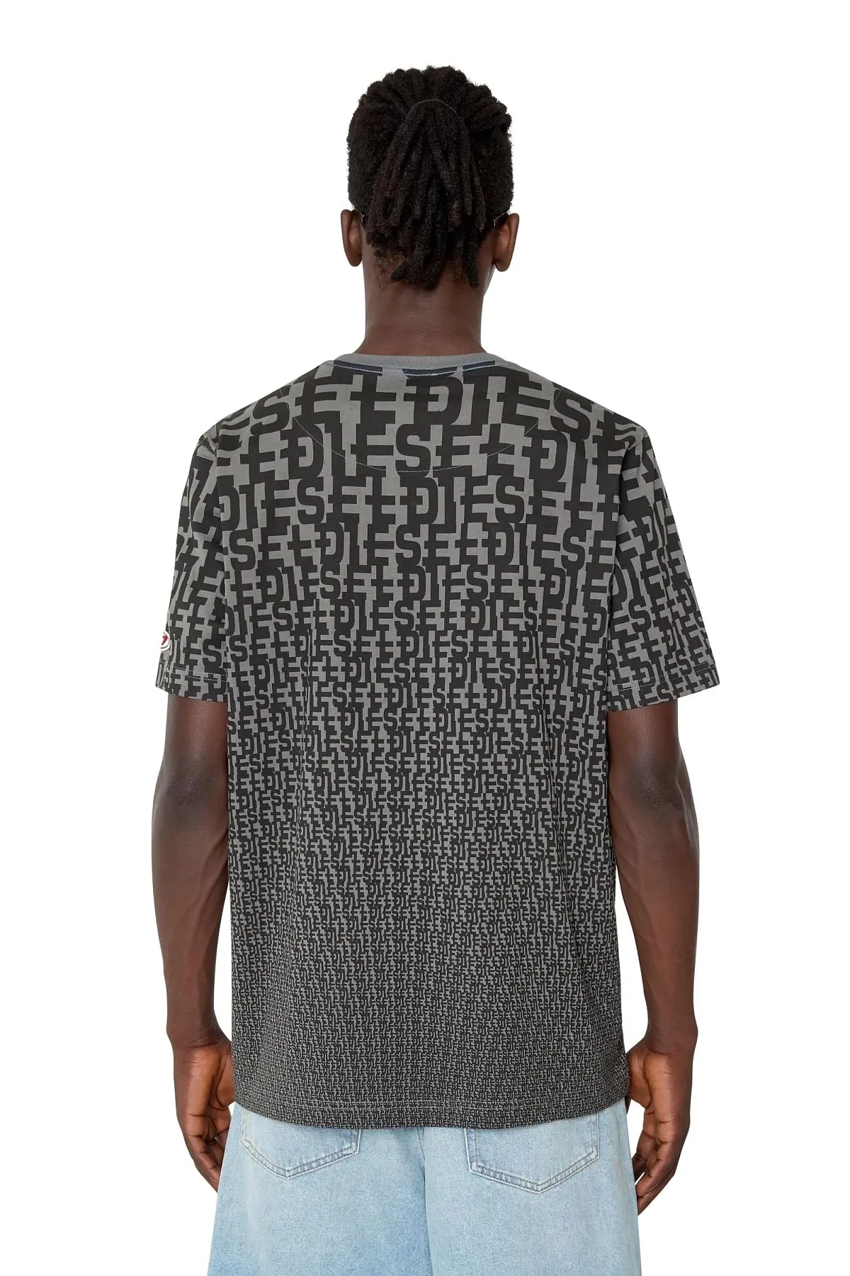 Grey T-shirt with all-over monogram print