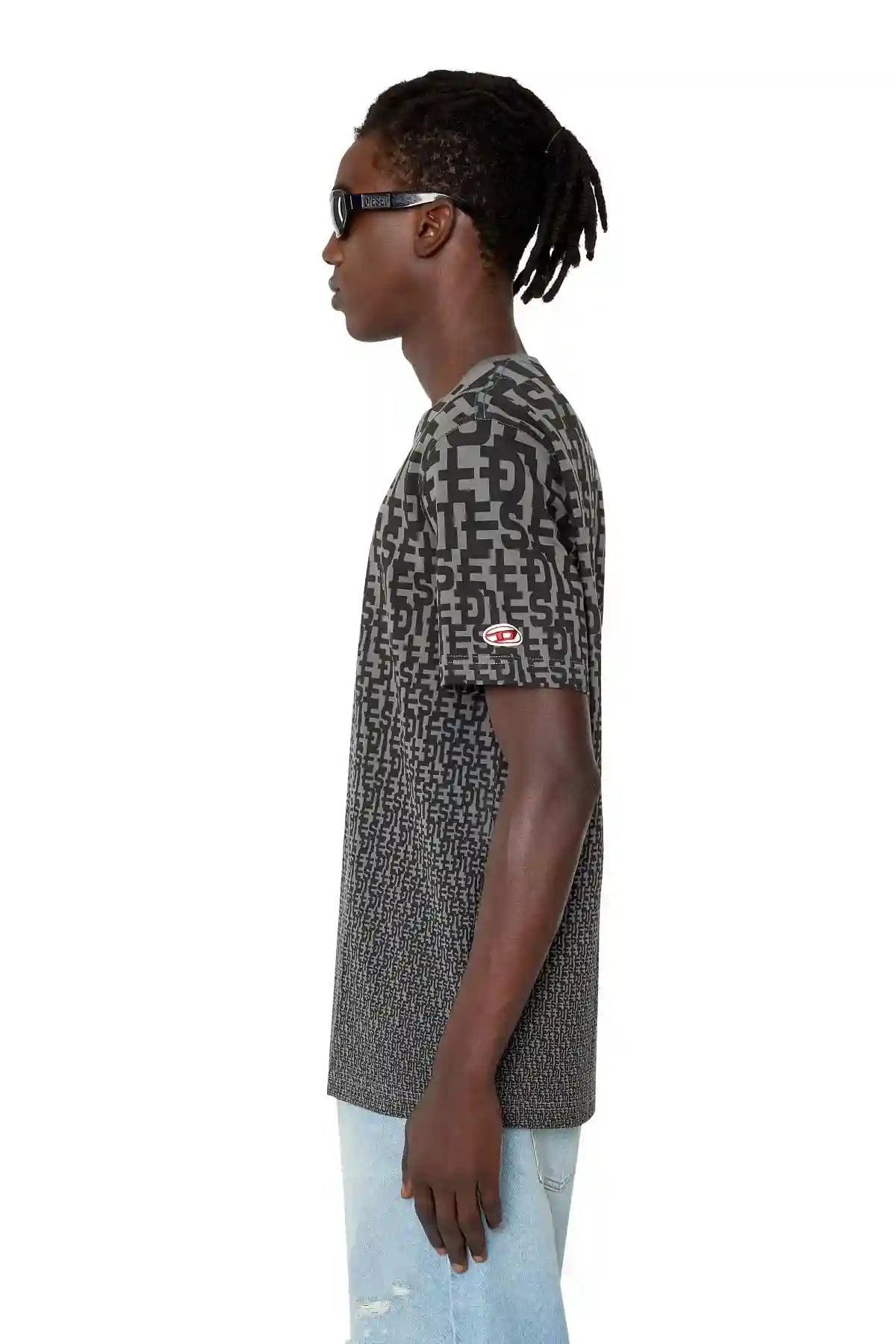Grey T-shirt with all-over monogram print