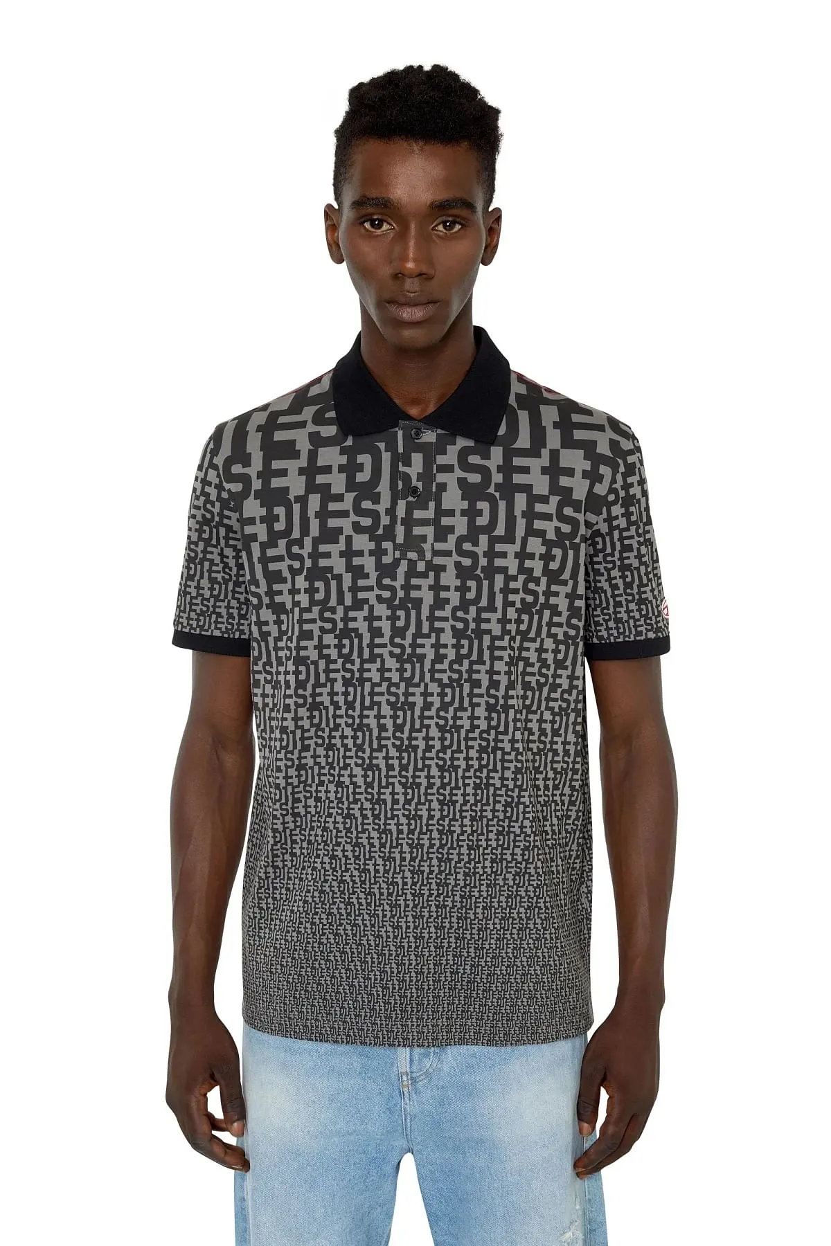 Black Polo shirt with dégradé monogram print