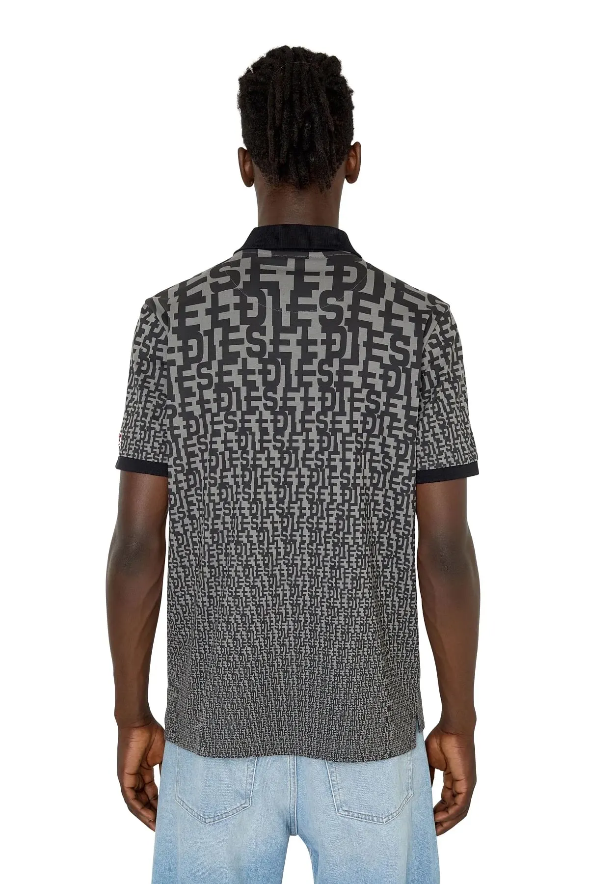 Black Polo shirt with dégradé monogram print