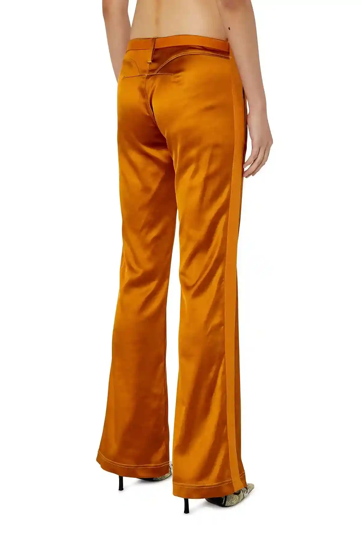 Brown Pants in stretch satin