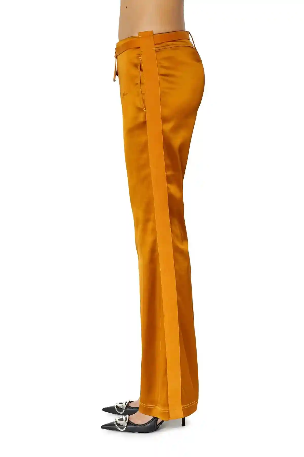 Brown Pants in stretch satin
