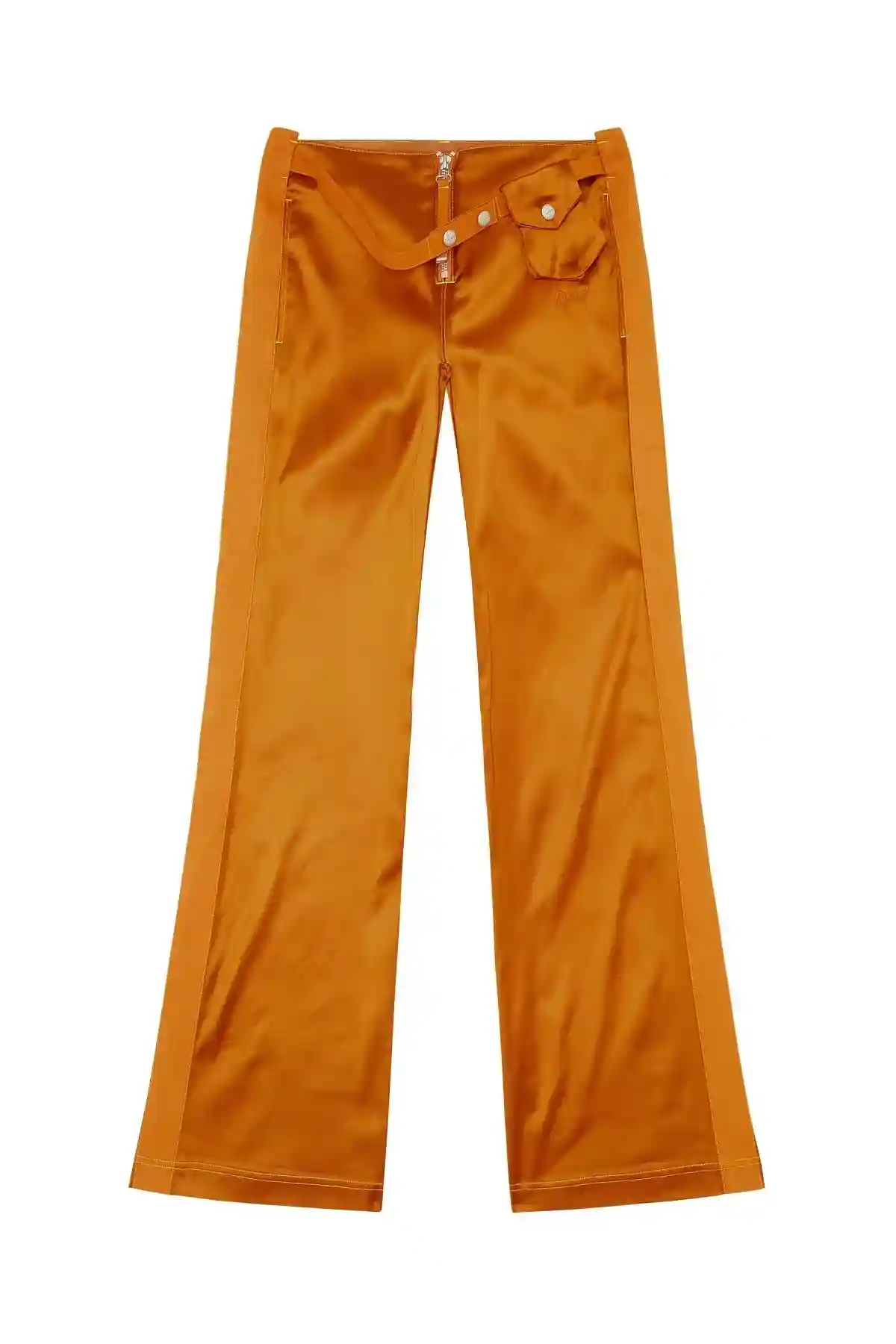 Brown Pants in stretch satin