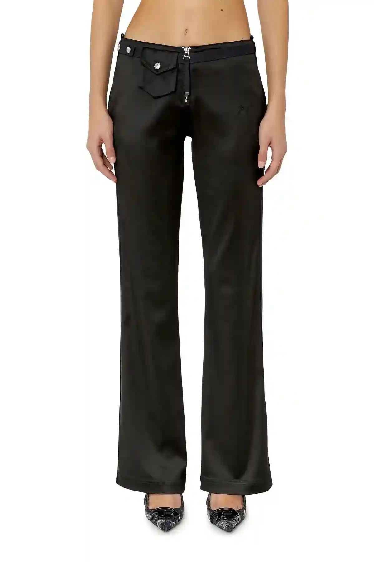 Black Pants in stretch satin