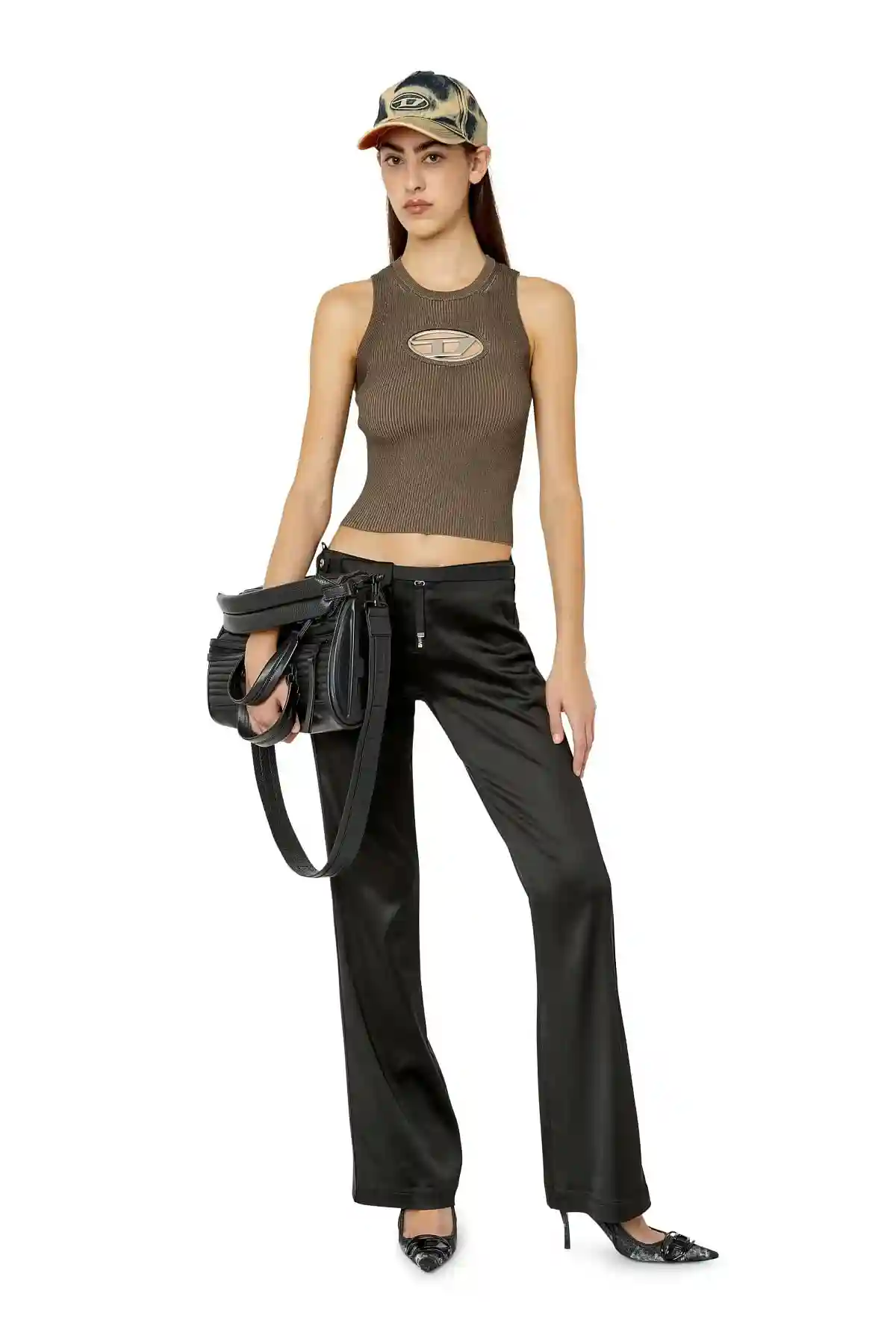Black Pants in stretch satin