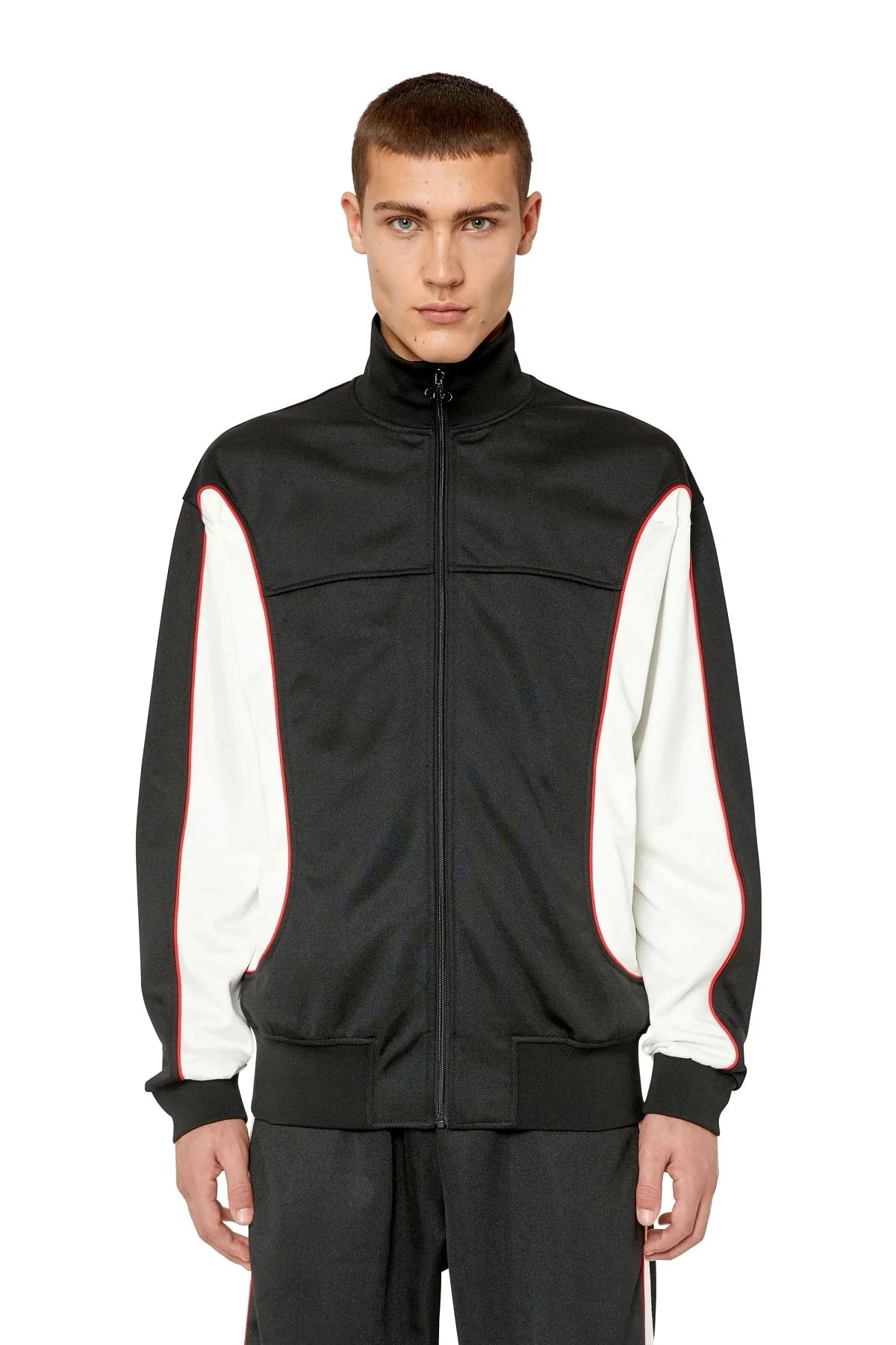 White and Black Track jacket with colour-block sides