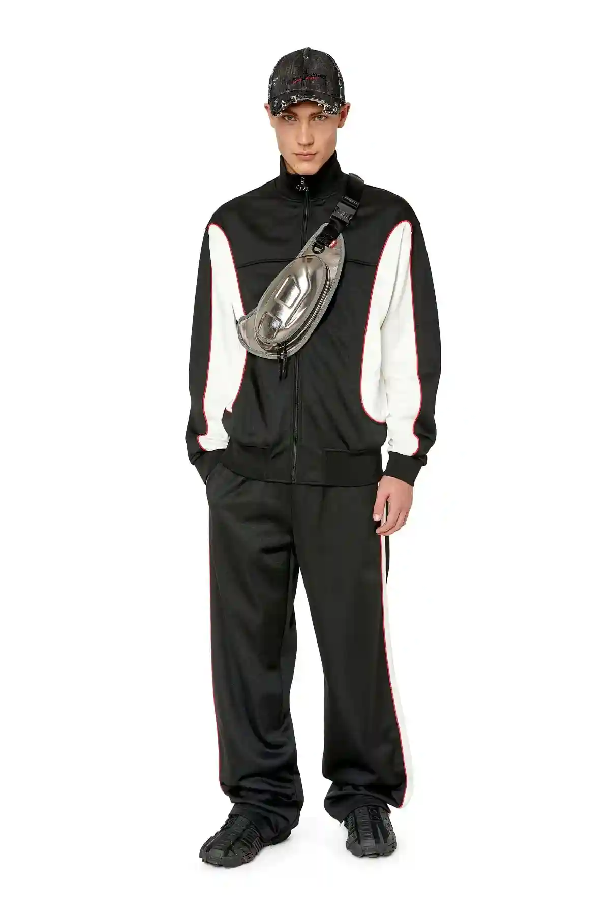 Black Track pants with colour-block sides