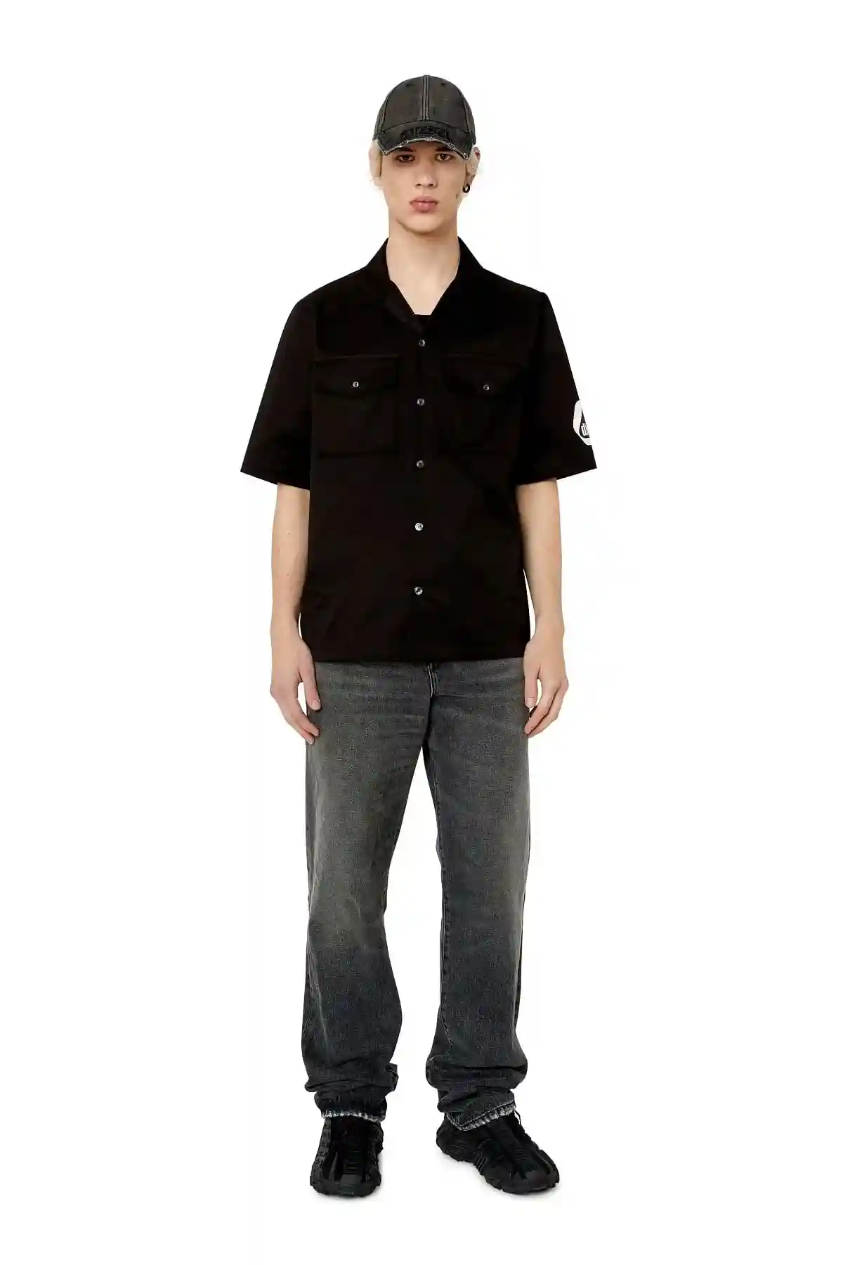 Black Bowling shirt with utility logo