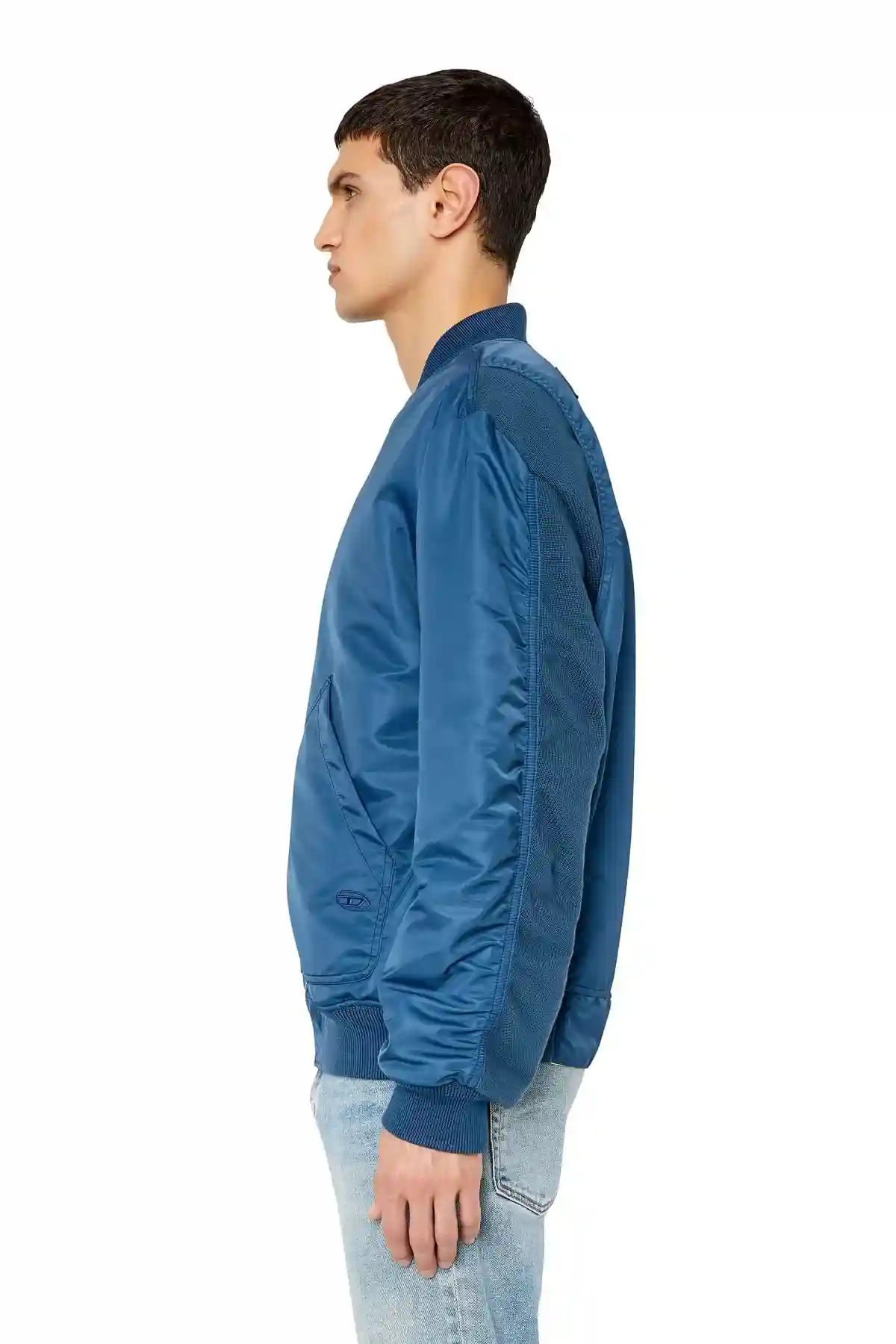 Blue Reversible bomber in padded nylon
