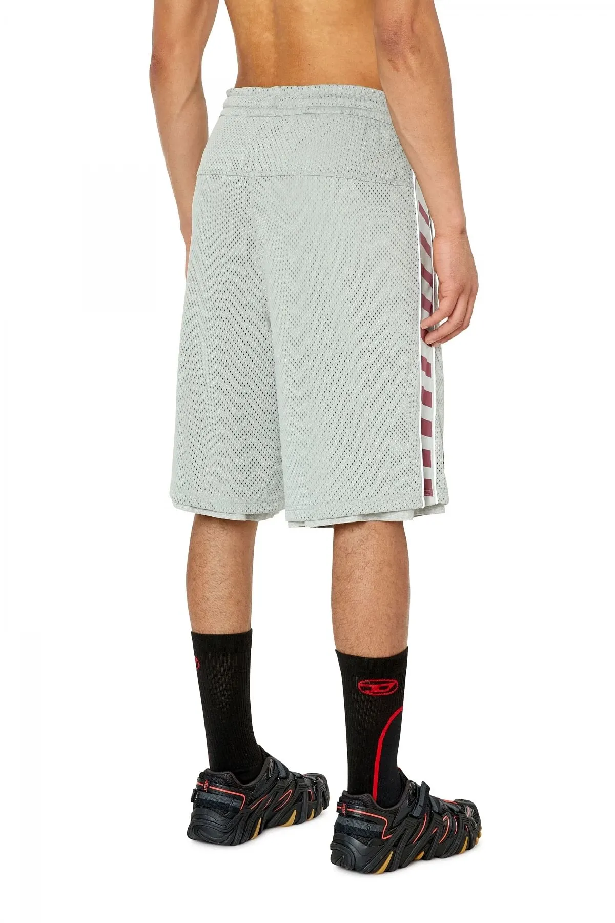 Grey Mesh shorts with jersey bands