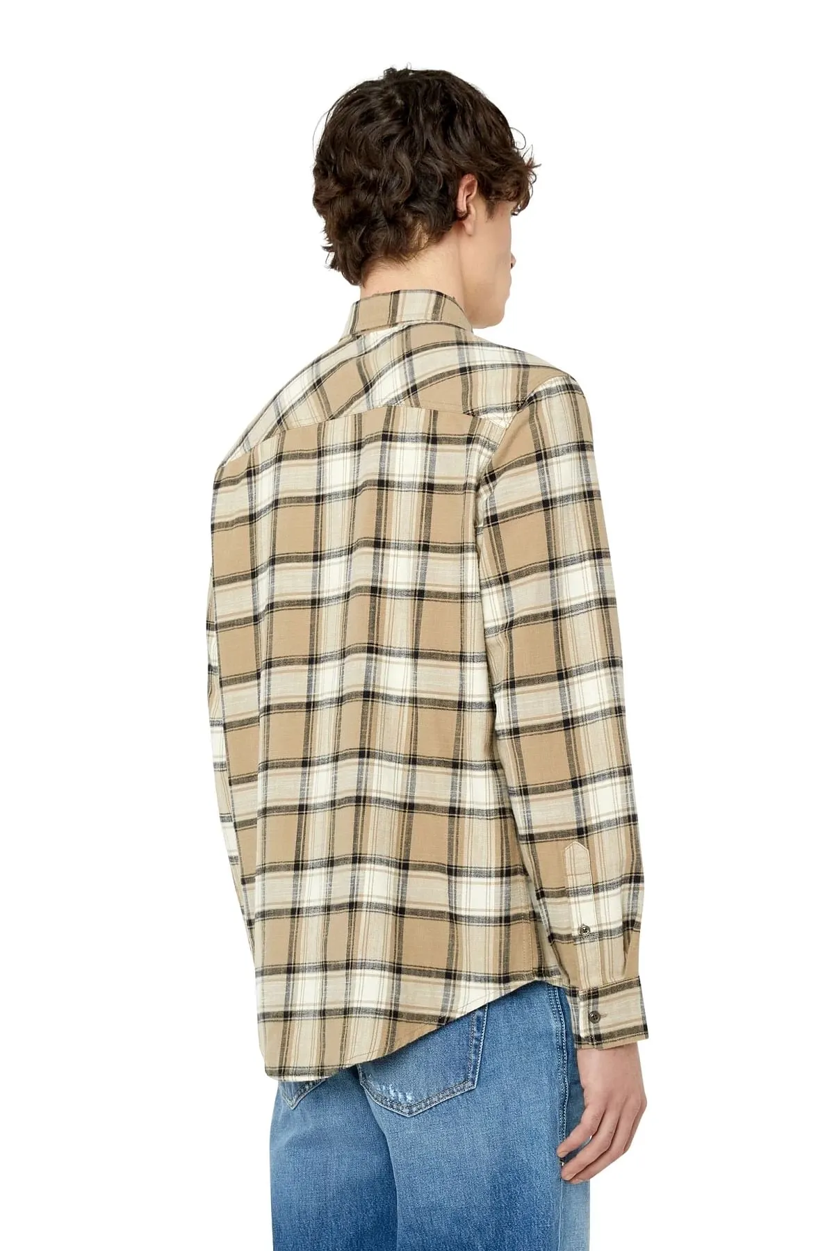 Beige and Black Check flannel shirt