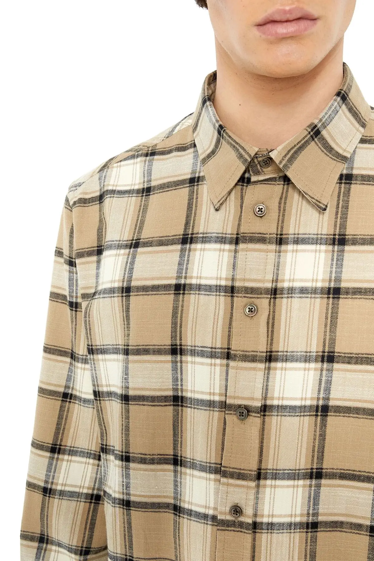 Beige and Black Check flannel shirt