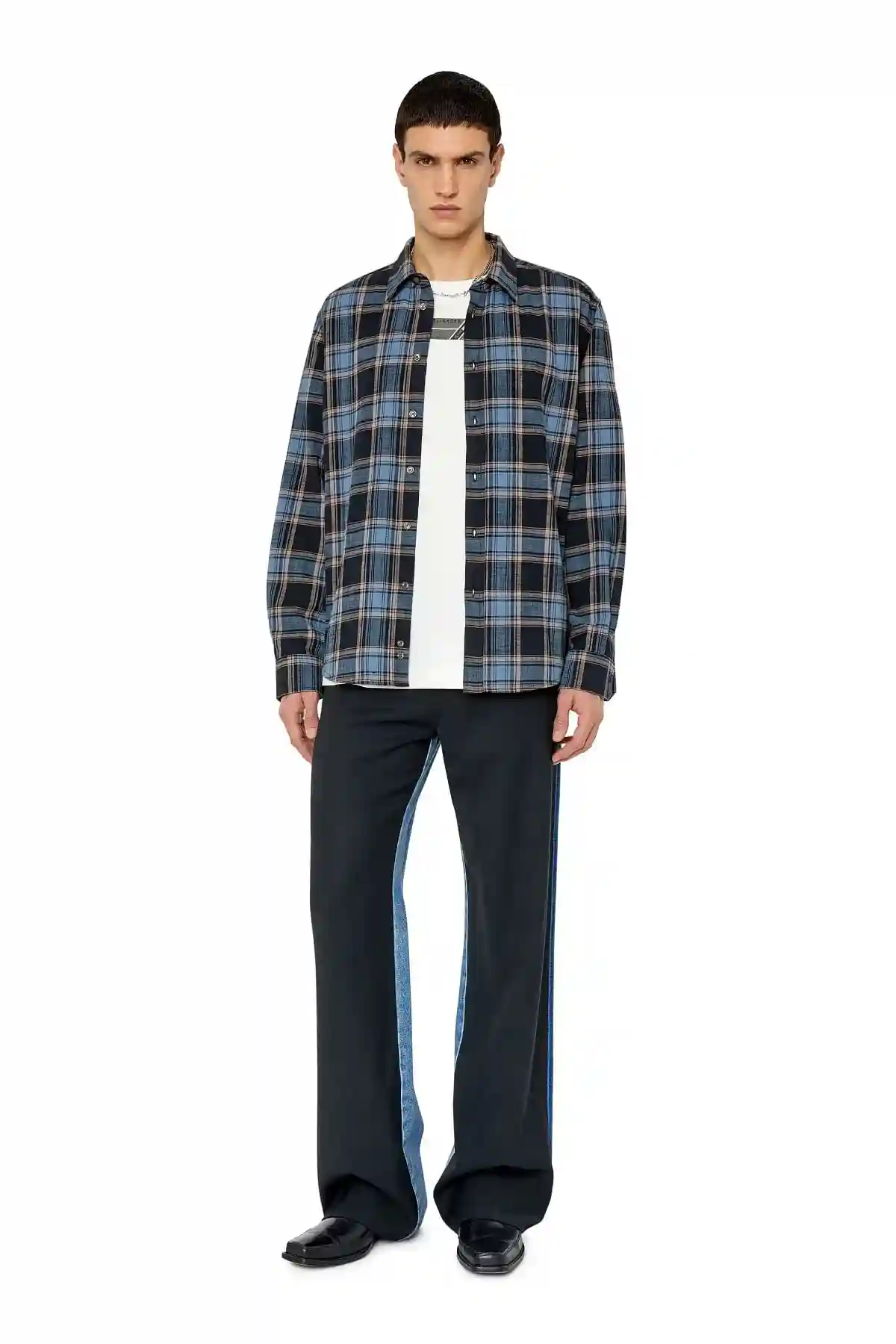 Blue and Black Check flannel shirt