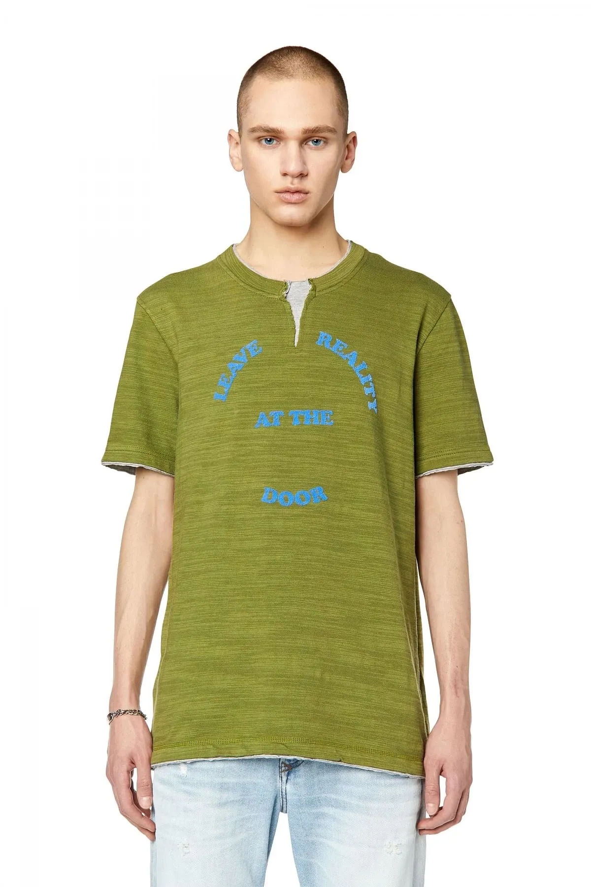Green T-shirt with layered effect