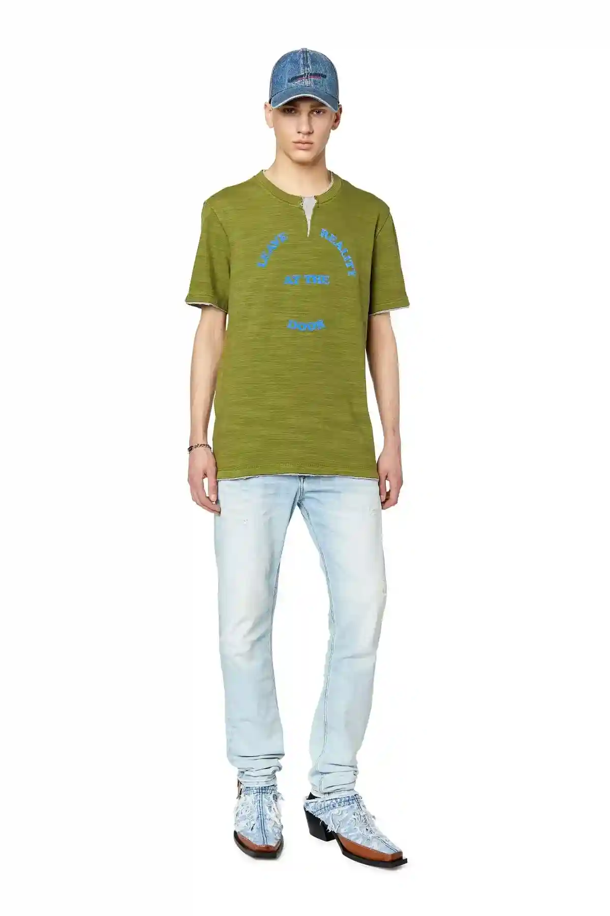 Green T-shirt with layered effect