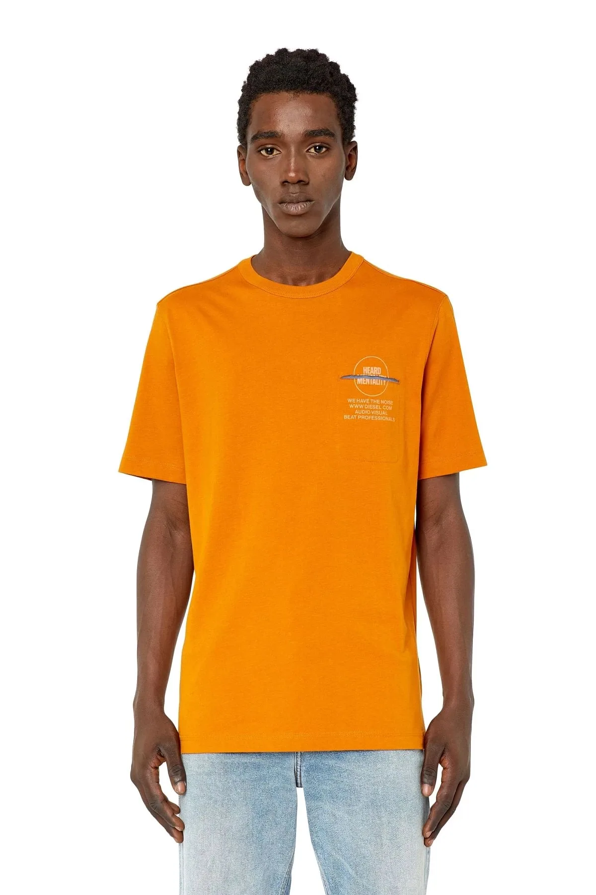 Orange Logo-print T-shirt with contrast detail
