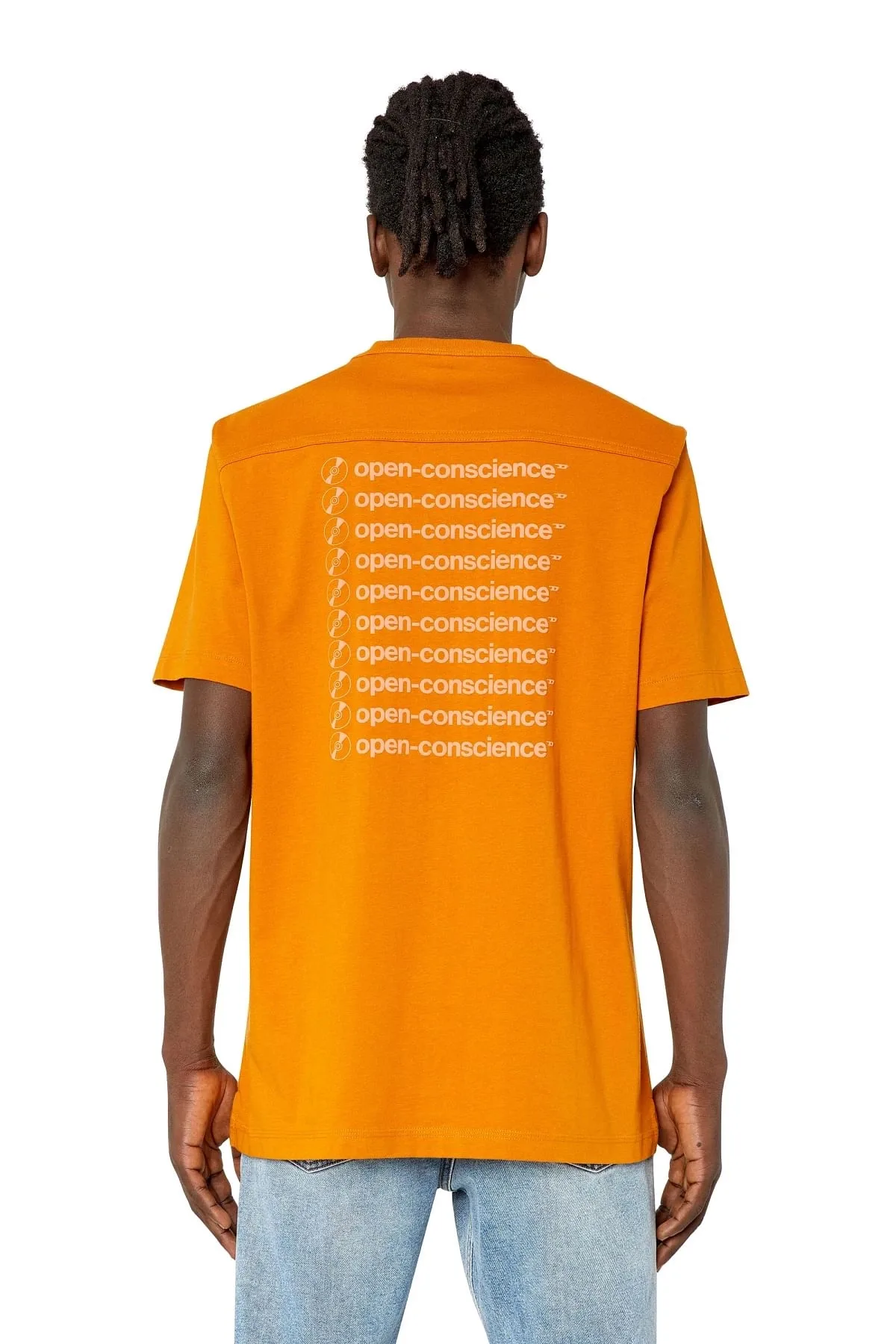 Orange Logo-print T-shirt with contrast detail