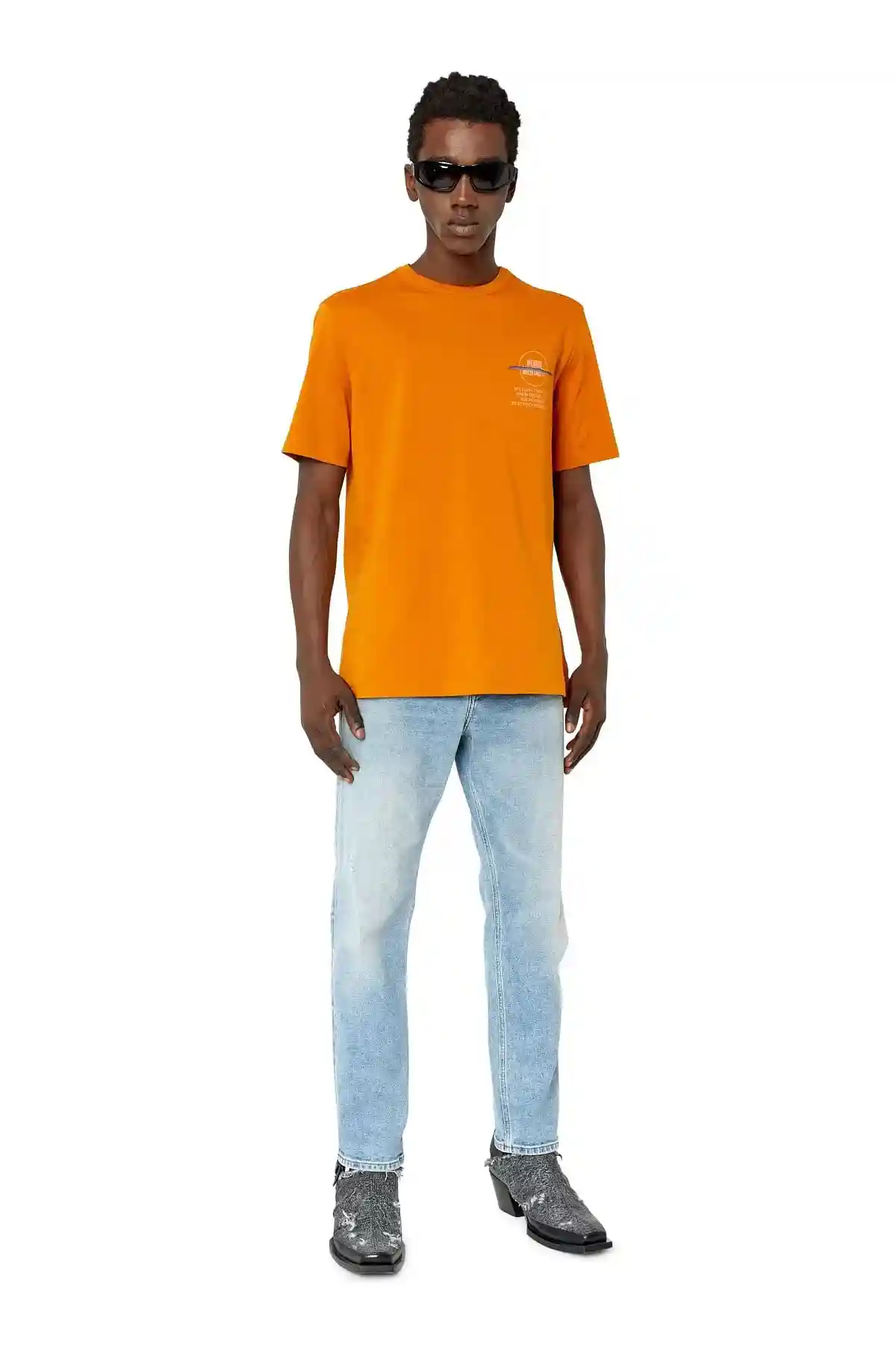 Orange Logo-print T-shirt with contrast detail