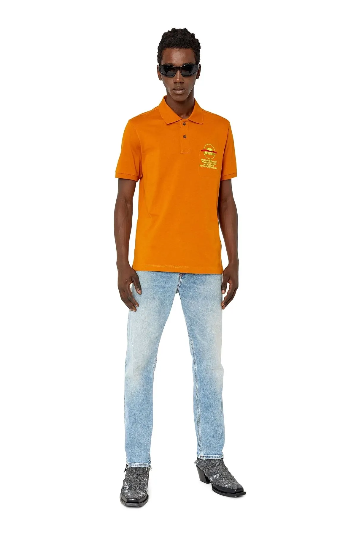 Orange Polo shirt with contrast detail