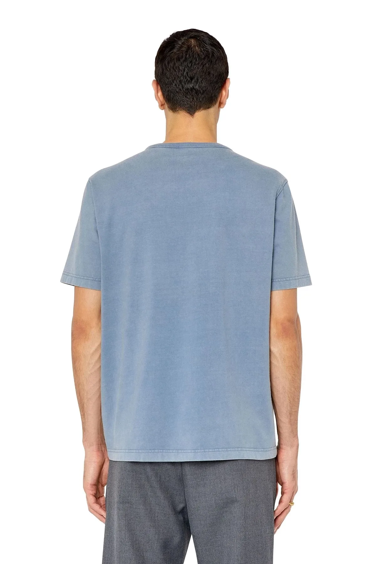Blue Faded T-shirt with triple logo embroidery
