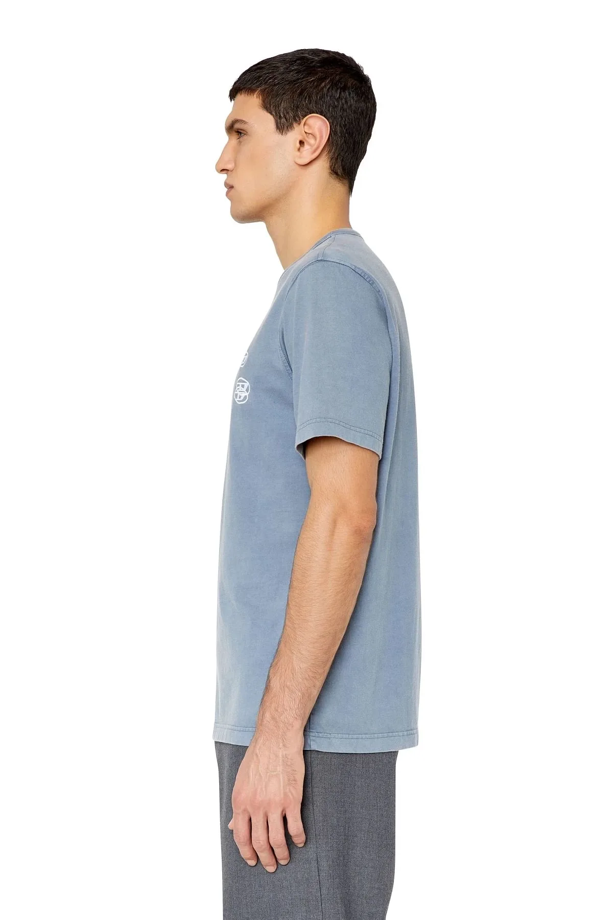 Blue Faded T-shirt with triple logo embroidery